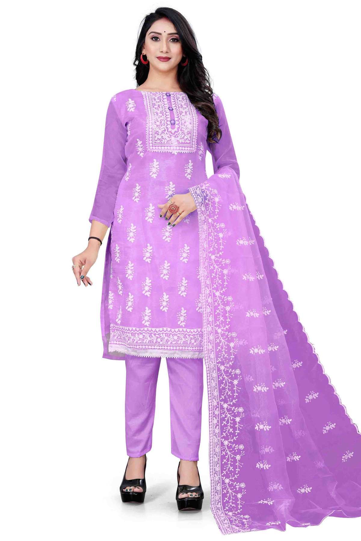 Light purple georgette thread embroidered party wear anarkali suit | Purple  dress outfits, Anarkali dress pattern, Light purple dress