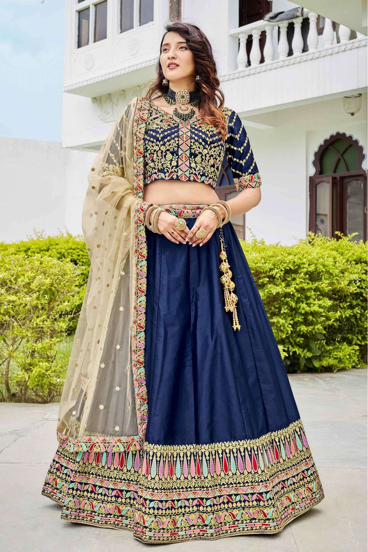 Gopi Georgette Diamond Work Lehenga Choli LD04470351 In Teal Colour