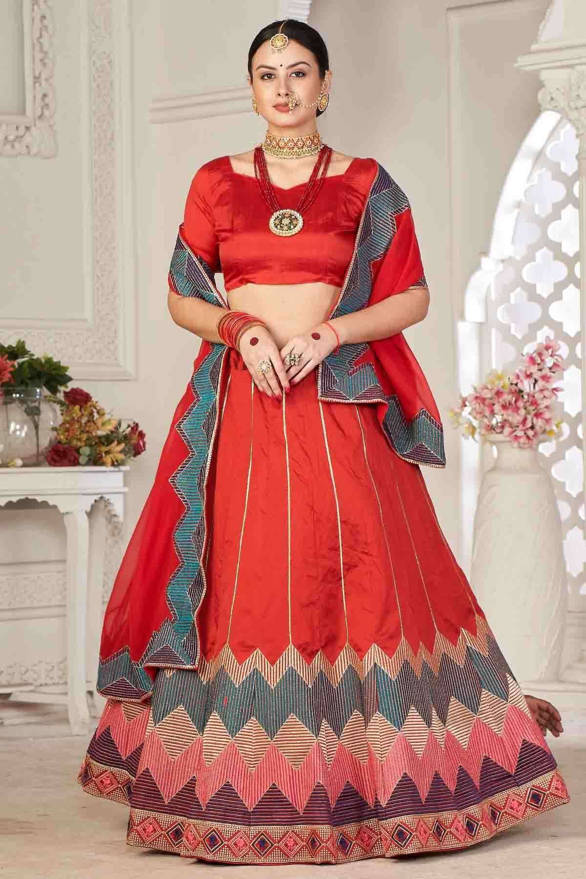 Buy Dark Red Velvet Embroidered Bridal Lehenga Online in the UK @Mohey -  Lehenga for Women