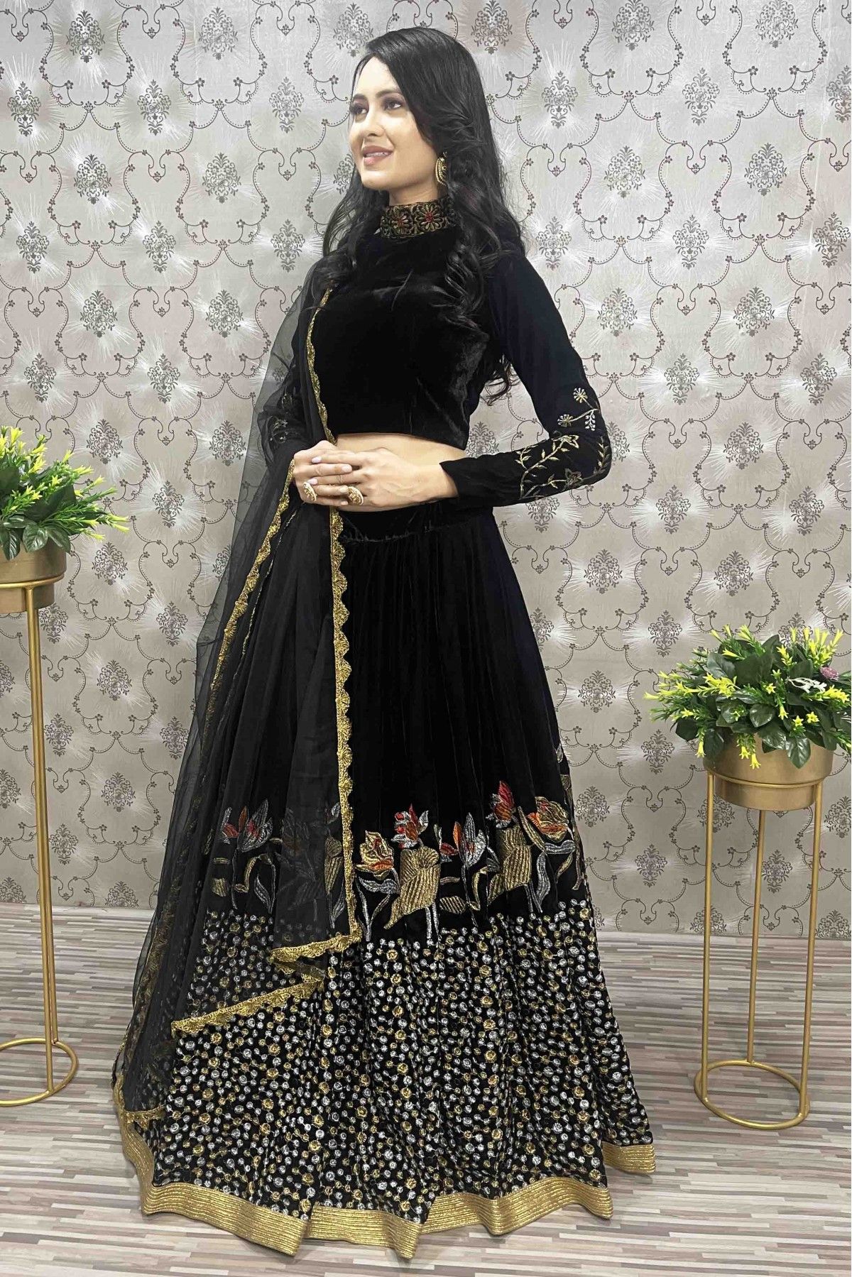 Black And White Colour Latest fancy Designer Heavy Wedding Wear Pure  Bembring Georgette With Sequence And Lucknowi Work Lahenga Choli Collection  1002 - The Ethnic World