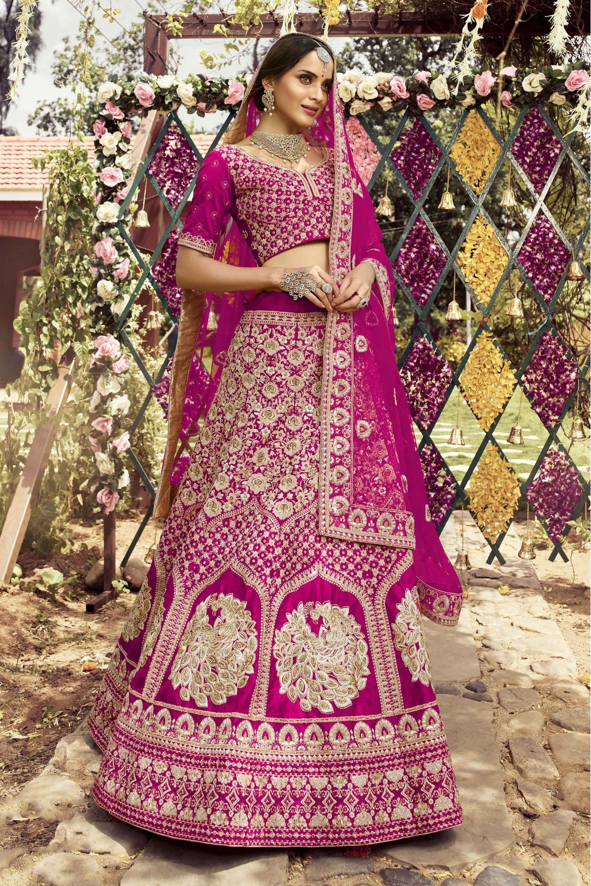 Dark Pink Color Silk Lehenga Choli