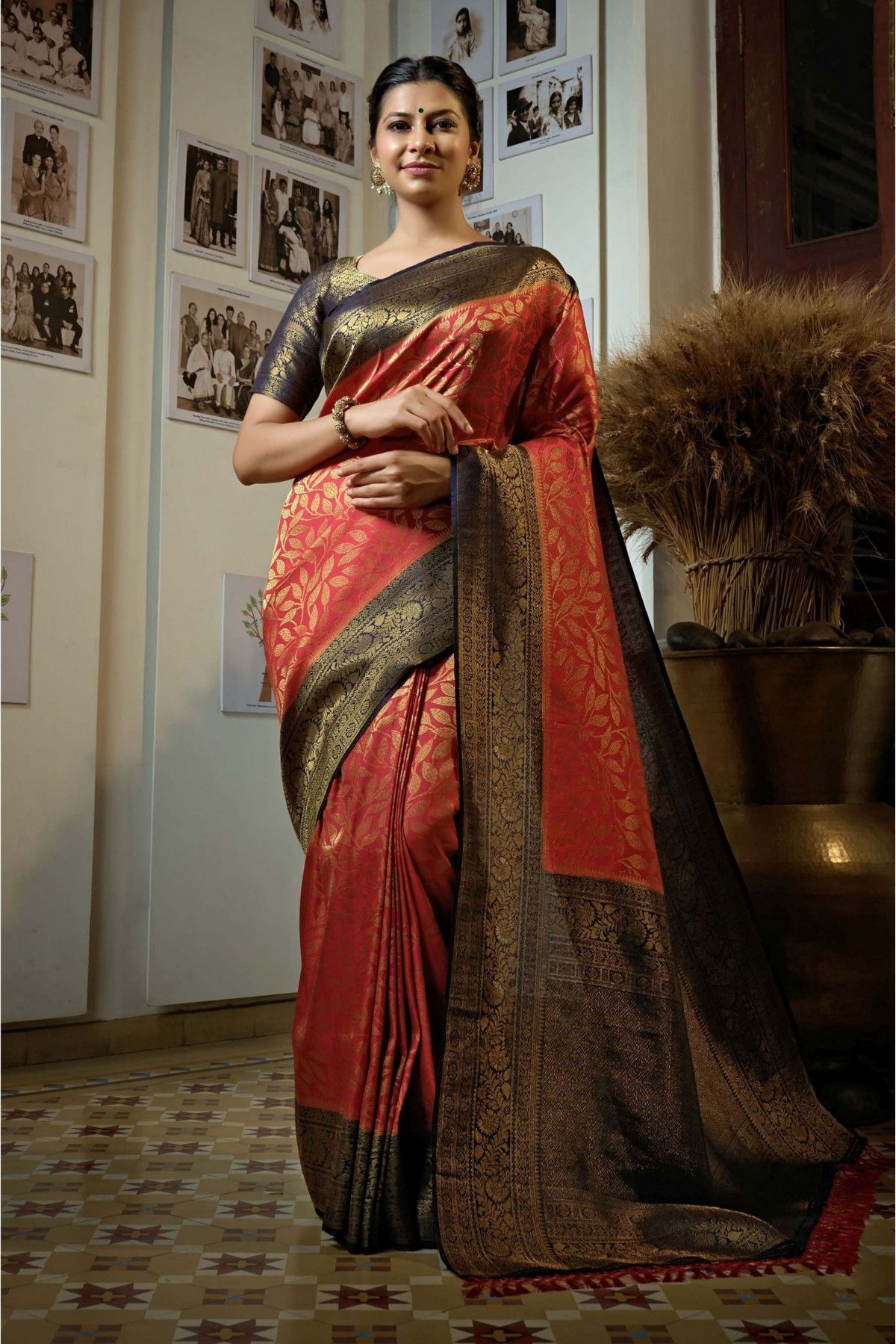 Incredible Wedding Wear Art Silk Fabric Saree In Peach Color