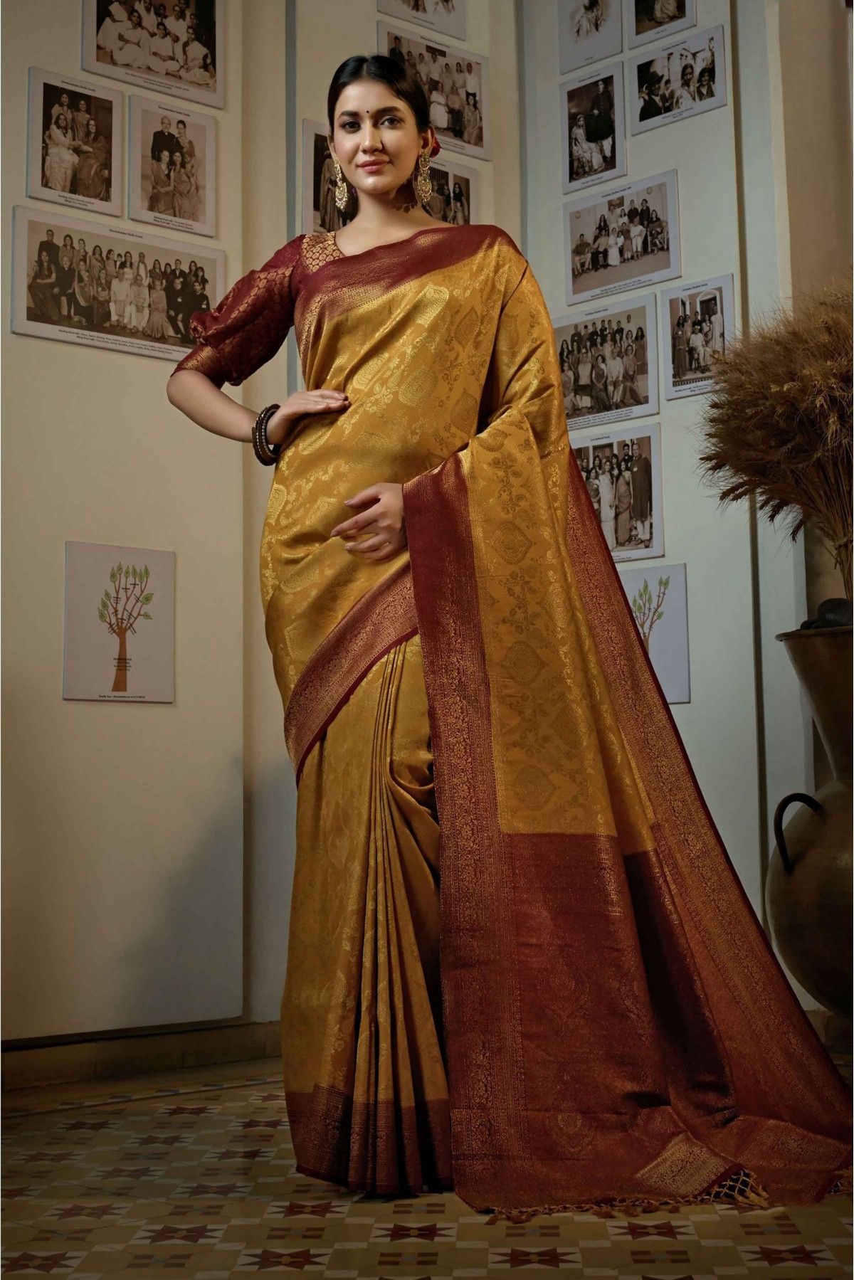 Buy Art Silk Yellow Saree Online : 160444 