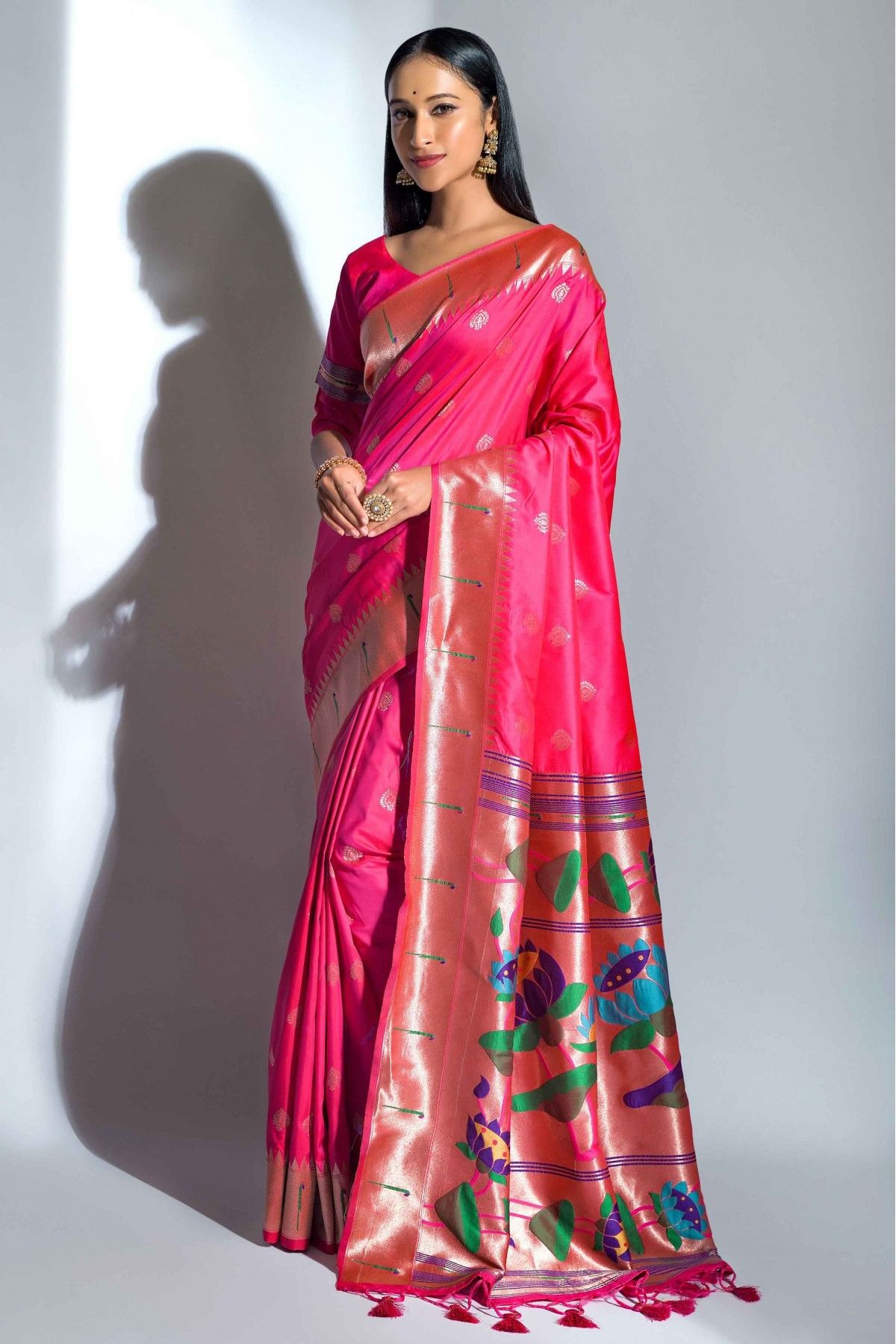 Reception, Traditional Pink and Majenta color Banarasi Silk, Silk fabric  Saree : 1913499