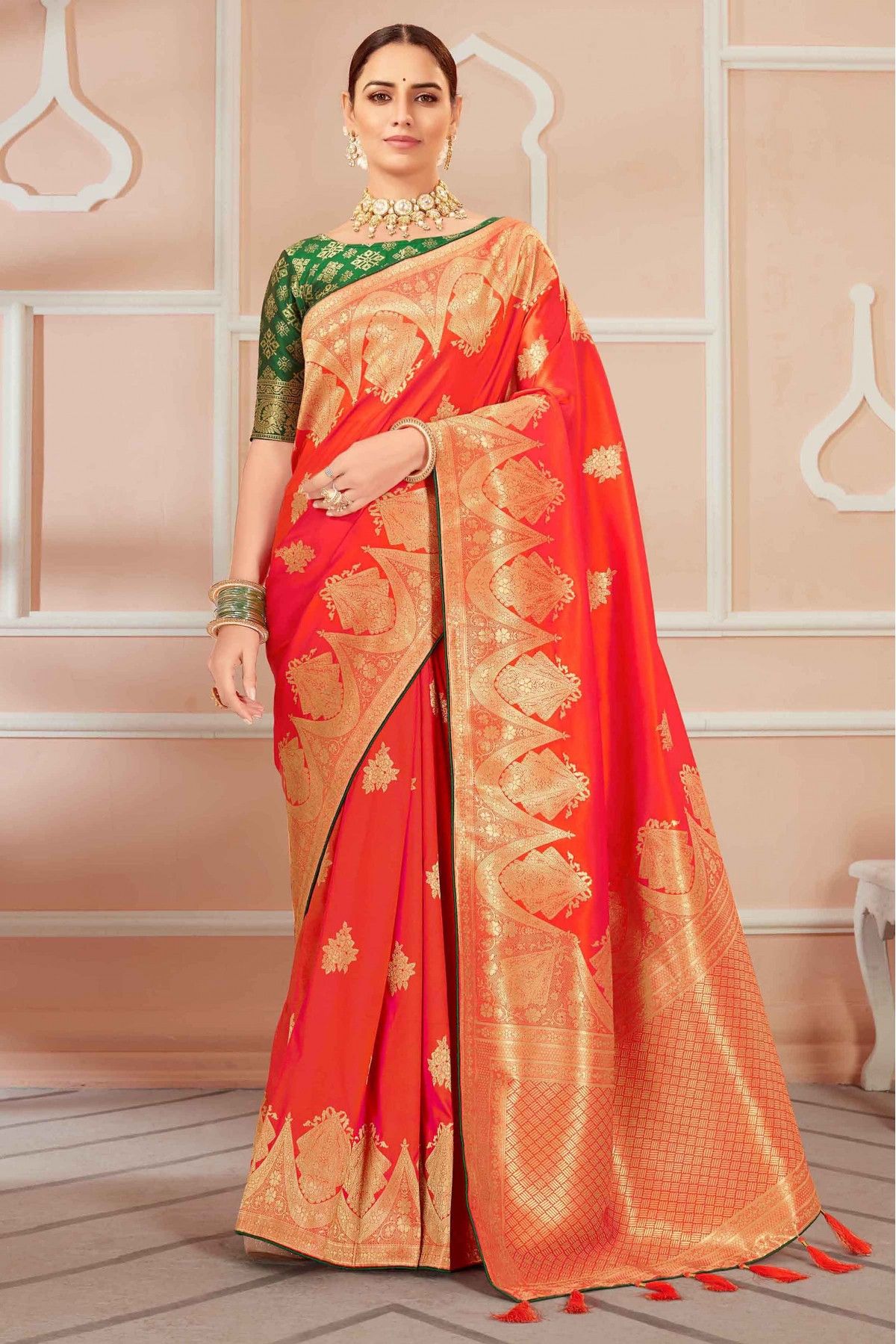 Banarasi Saree in Mustard Orange : SXL204