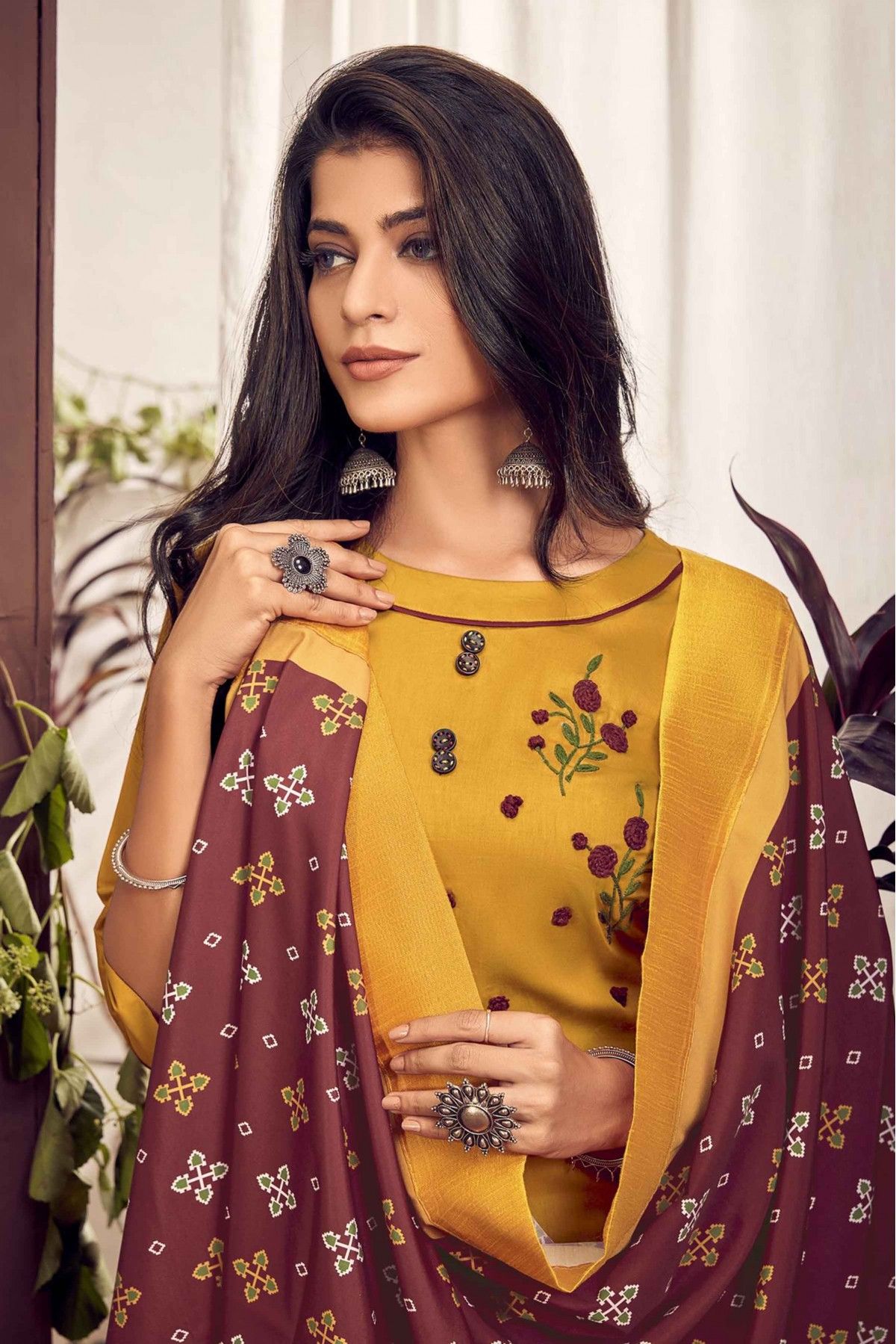 Buy Salwar Suit Embroidered Cotton in Yellow Online : Canada - Casual  Salwar Suits