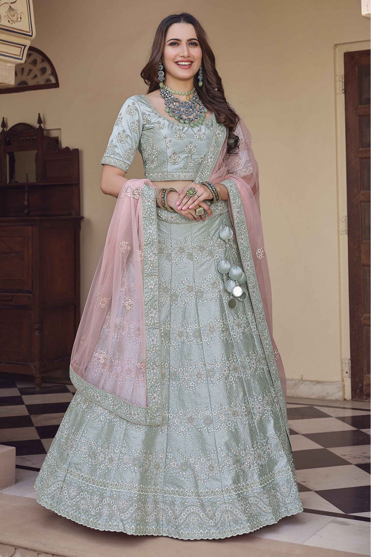 Light Green Color Lehenga Choli With Dupatta