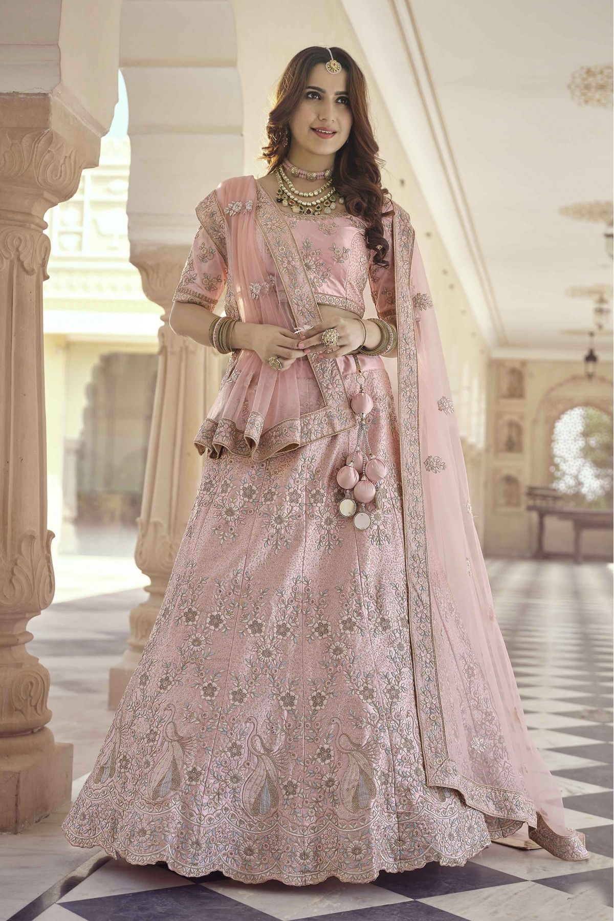 Baby pink viscose wedding lehenga choli - G3-WLC13995 | G3nxt.com