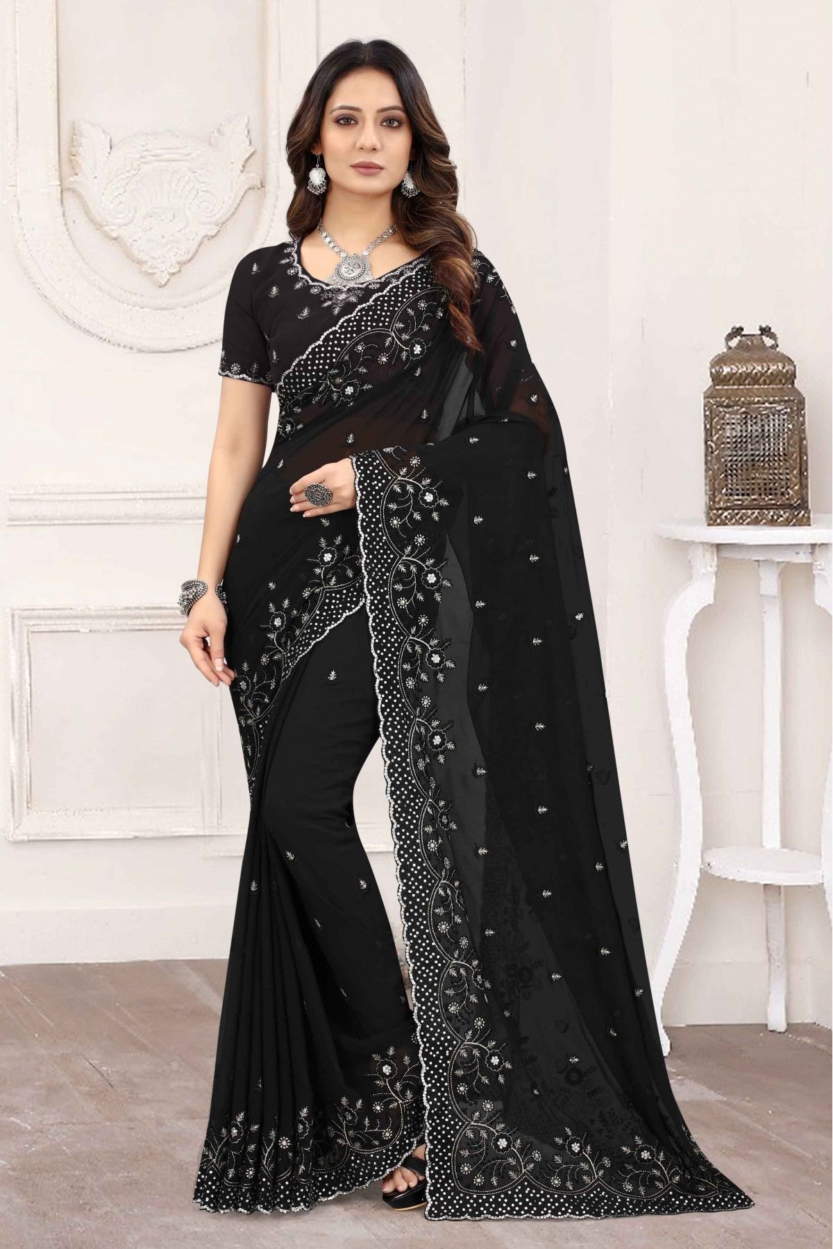 Black Colour With Copper Zari Combination Pure Soft Silk Saree Stylish –  TULIP DESIGNER