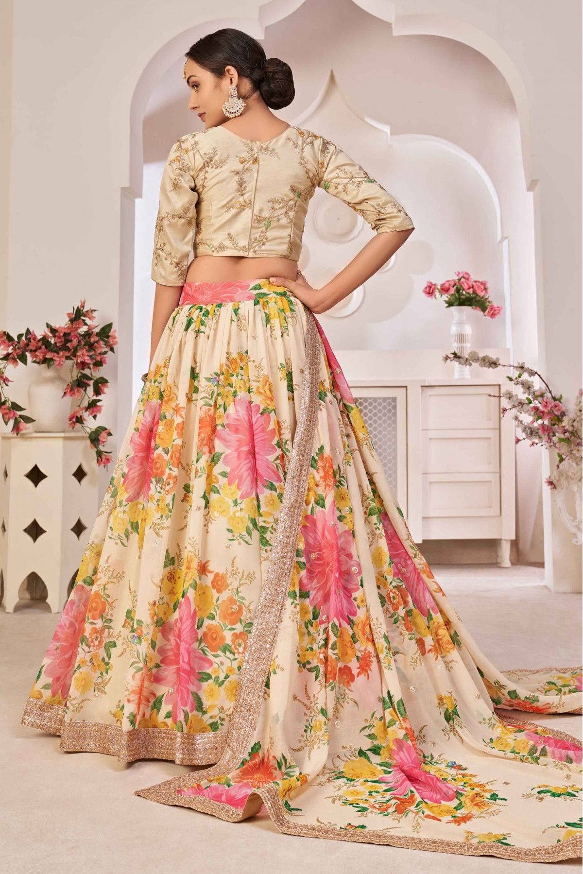 Cream Zari Woven Lehenga Choli 3020LG03