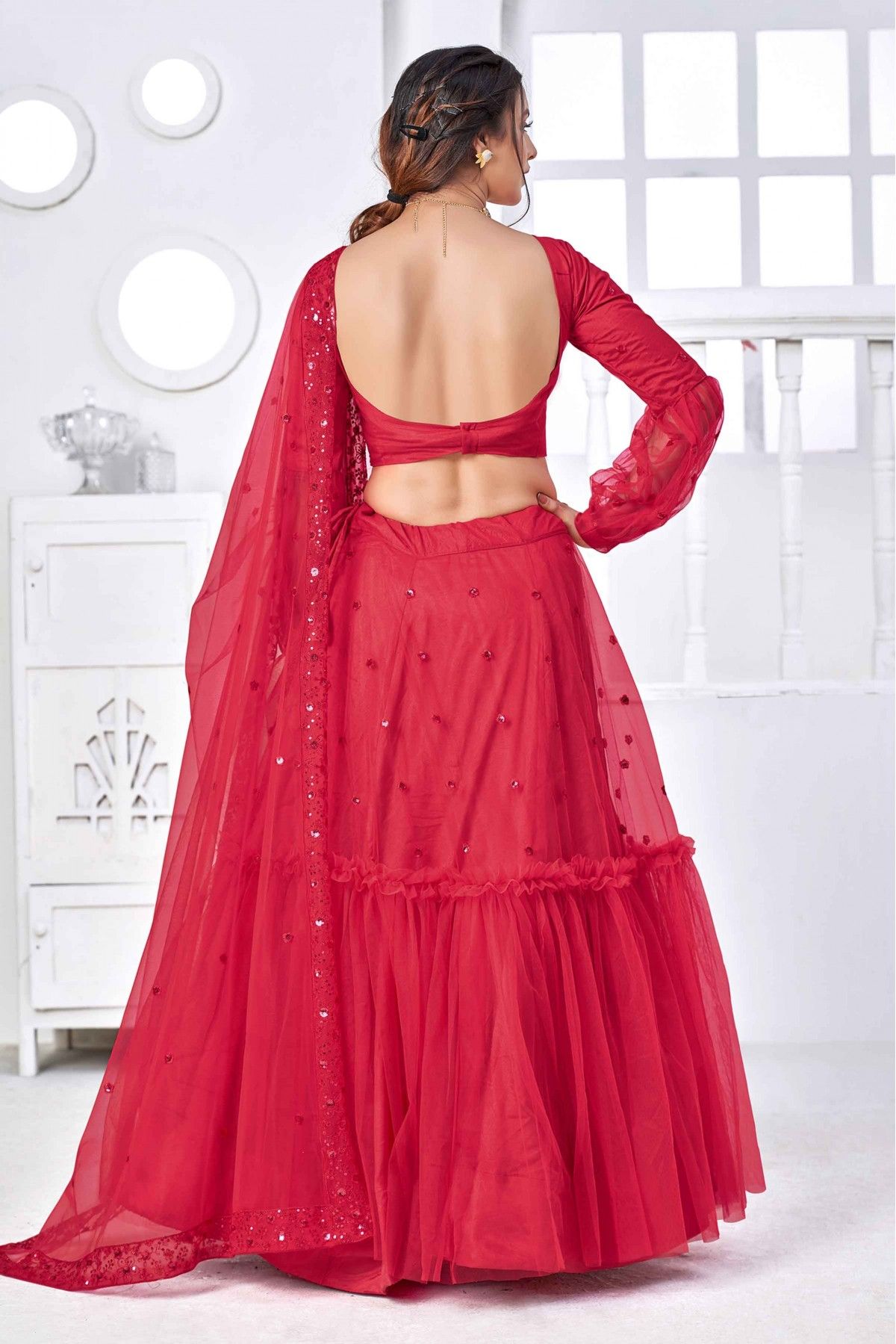 Net Embroidery Lehenga Choli In Dark Pink Colour - LD5680069