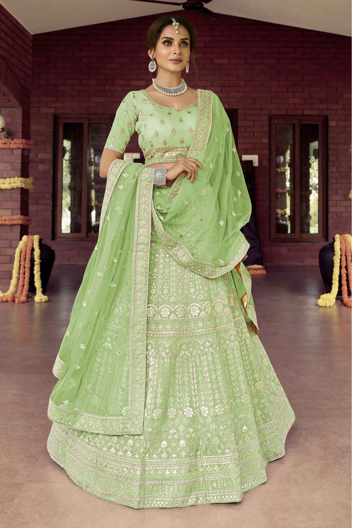 Resham Embroidery & Metallic Work Lehenga Choli With Dupatta – Cygnus  Fashion