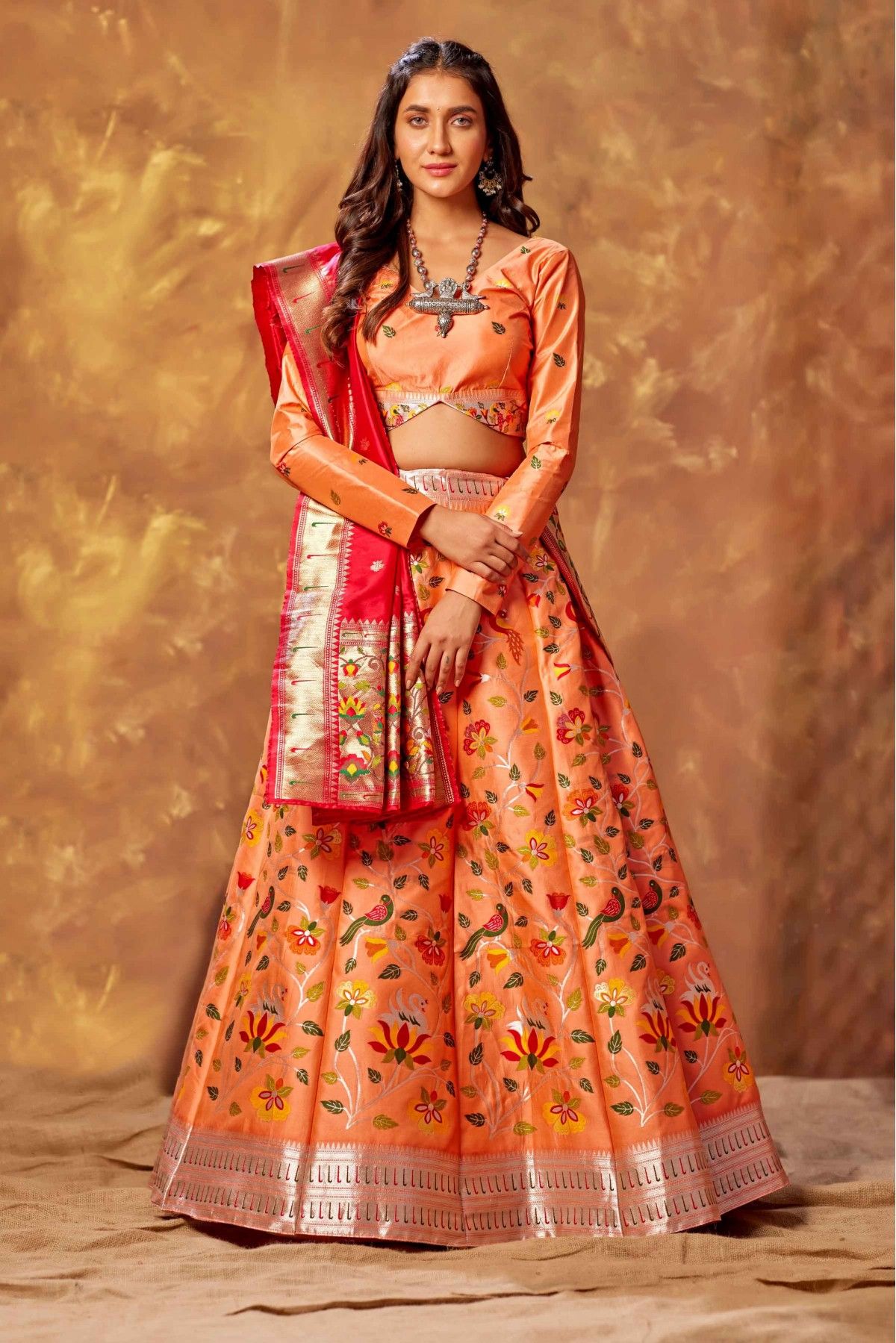 Orange Color Banarasi Silk wedding Special Lehenga Choli