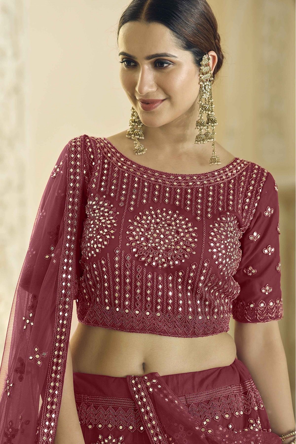 Maroon Trendy Lehenga Blouse Designs For Wedding In 2299/-