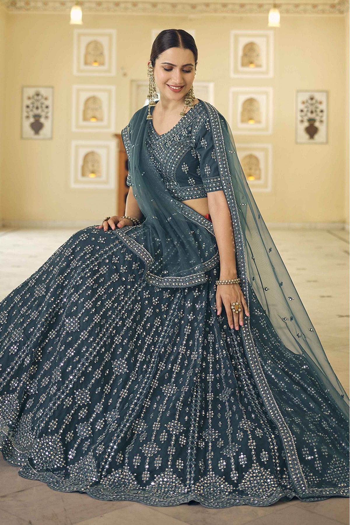 Silk Printed Lehenga Choli In Black Colour - LD4010205