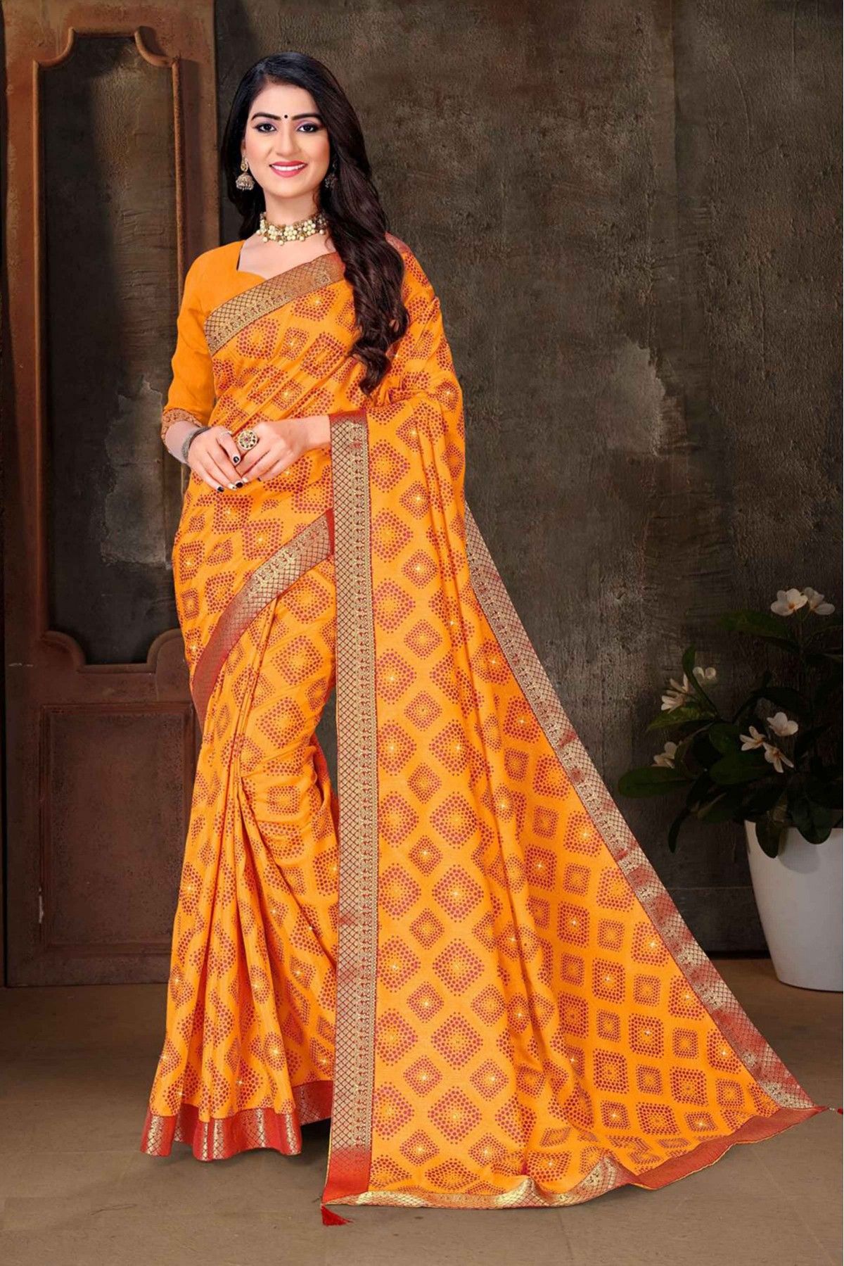 Yellow Cotton Ajrakh – For Sarees