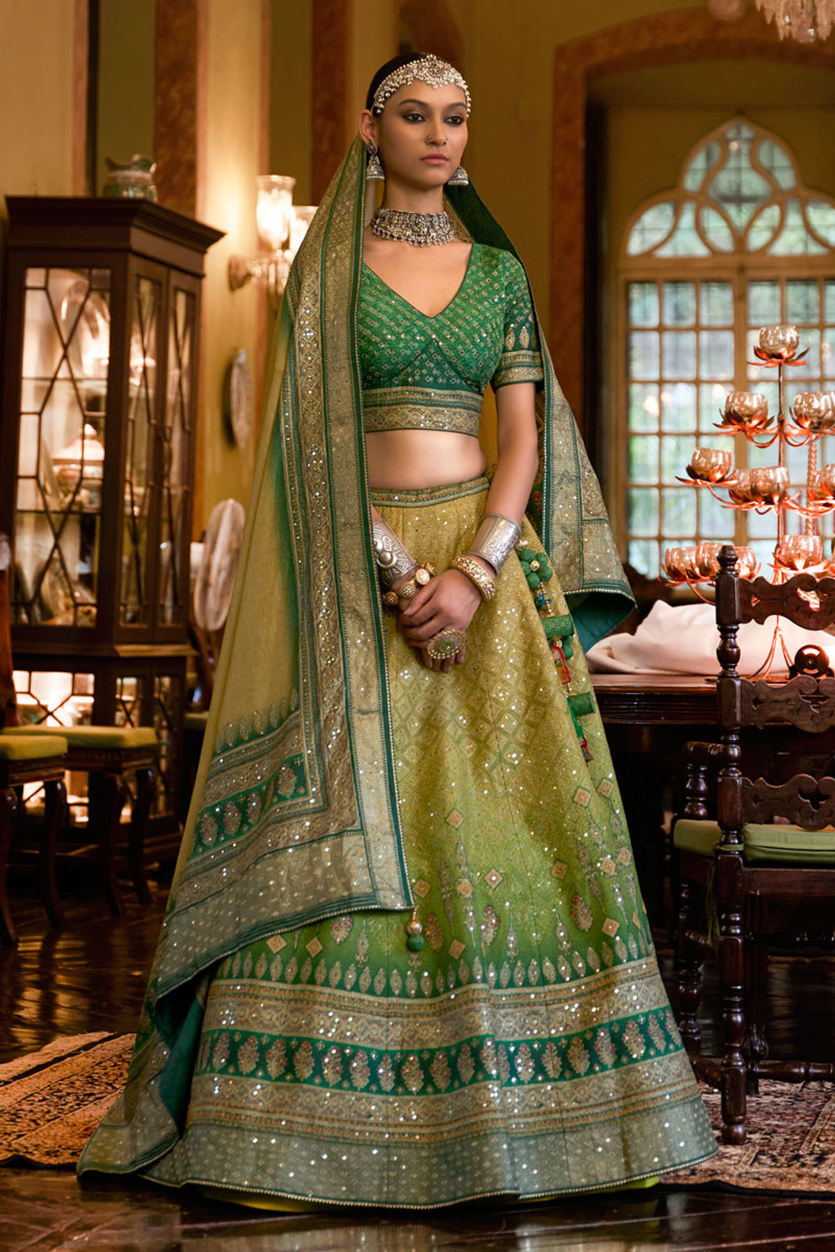 Rajwadi Silk Green Lehenga Choli In Green Colour LD01352257 A