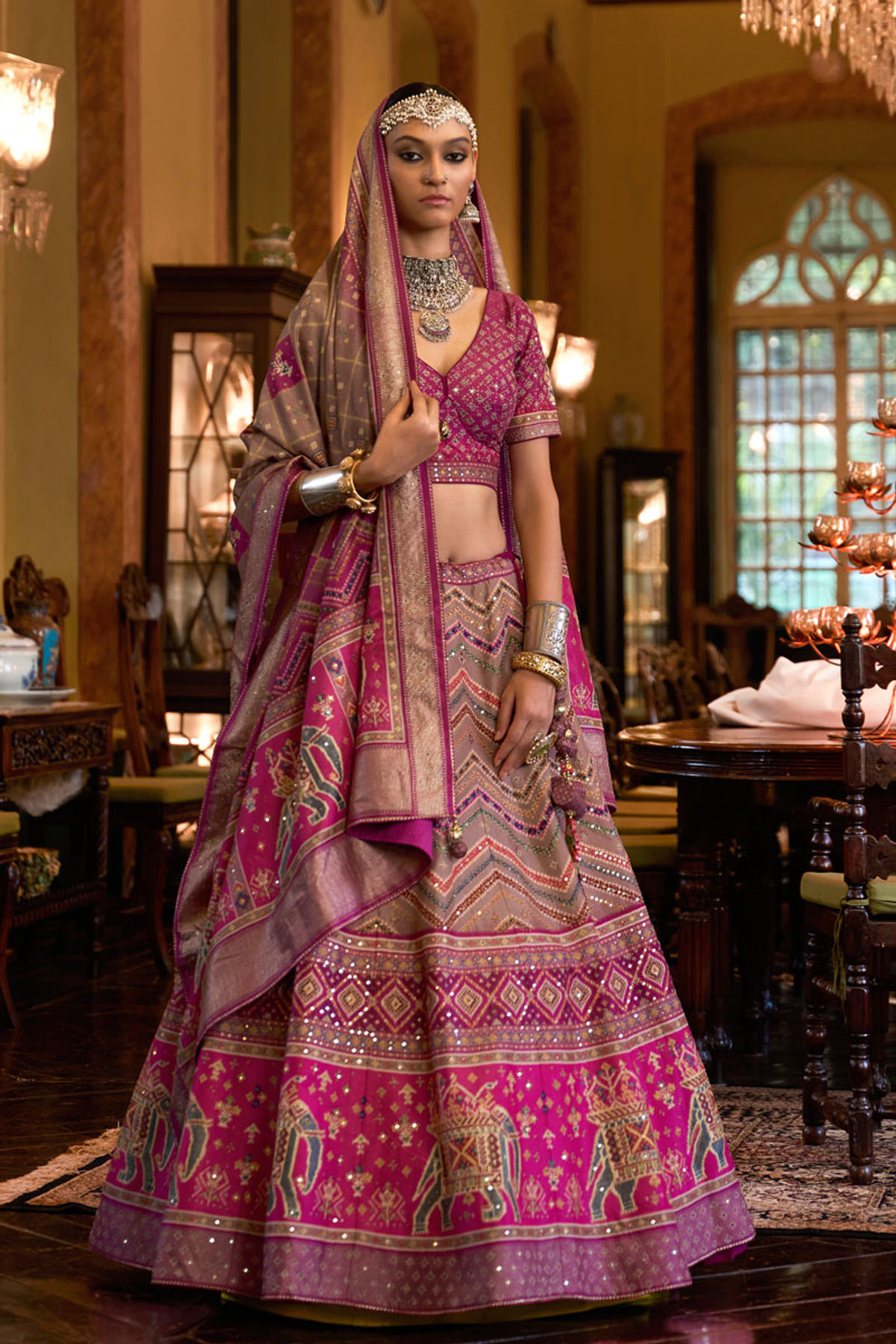 Buy Wedding Wear Pink Thread Work Silk Lehenga Choli Online From Surat  Wholesale Shop.
