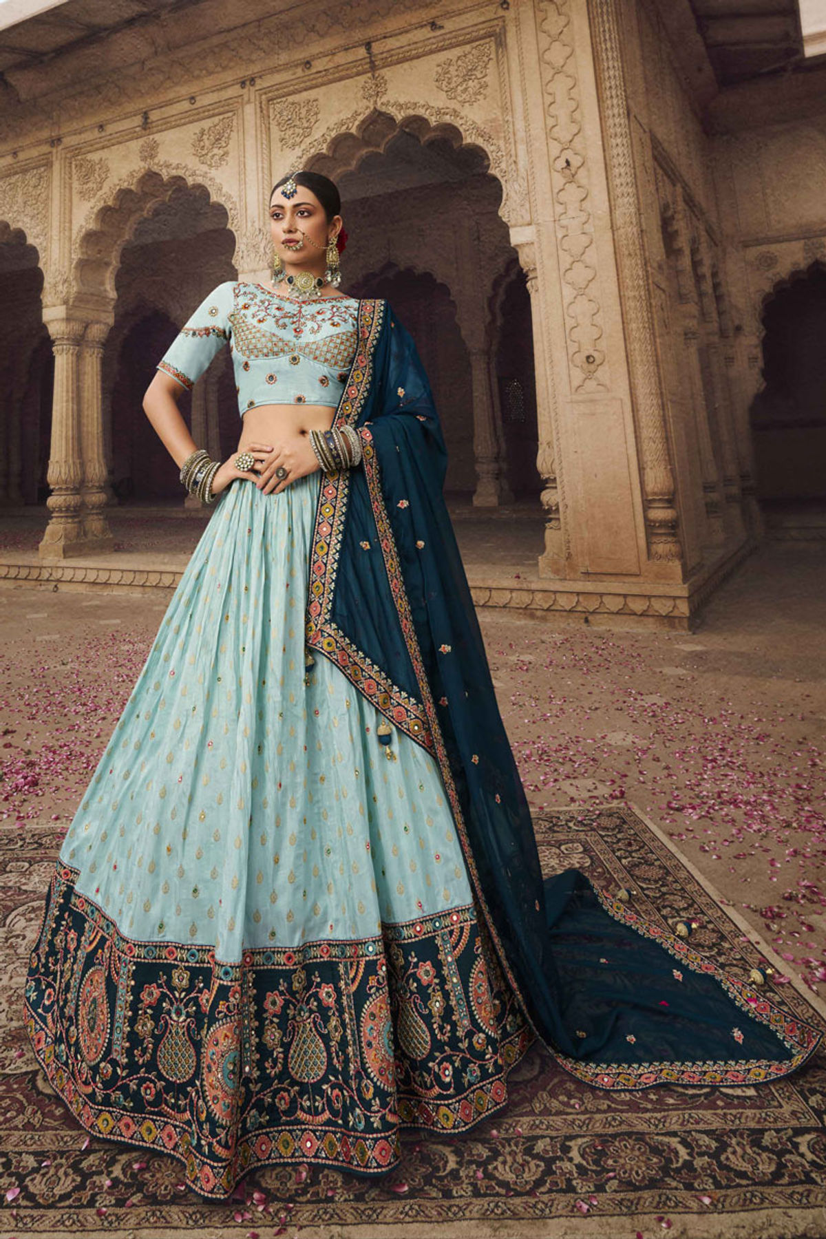 Viscose Sky Blue Lehenga Choli In Sky Blue Colour LD01352246 A