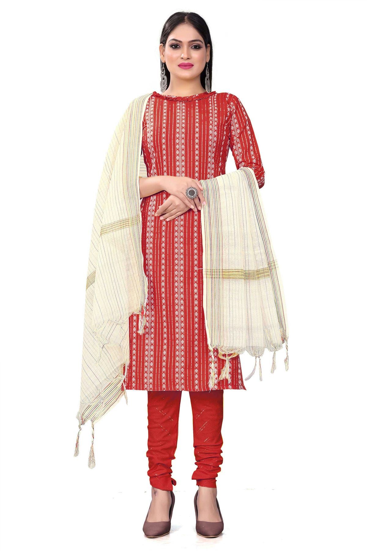 Cotton Satin Self Color Thread Lakhnavi Embroidery work Bandhani Material  (Unstitched) – Ethenika.com