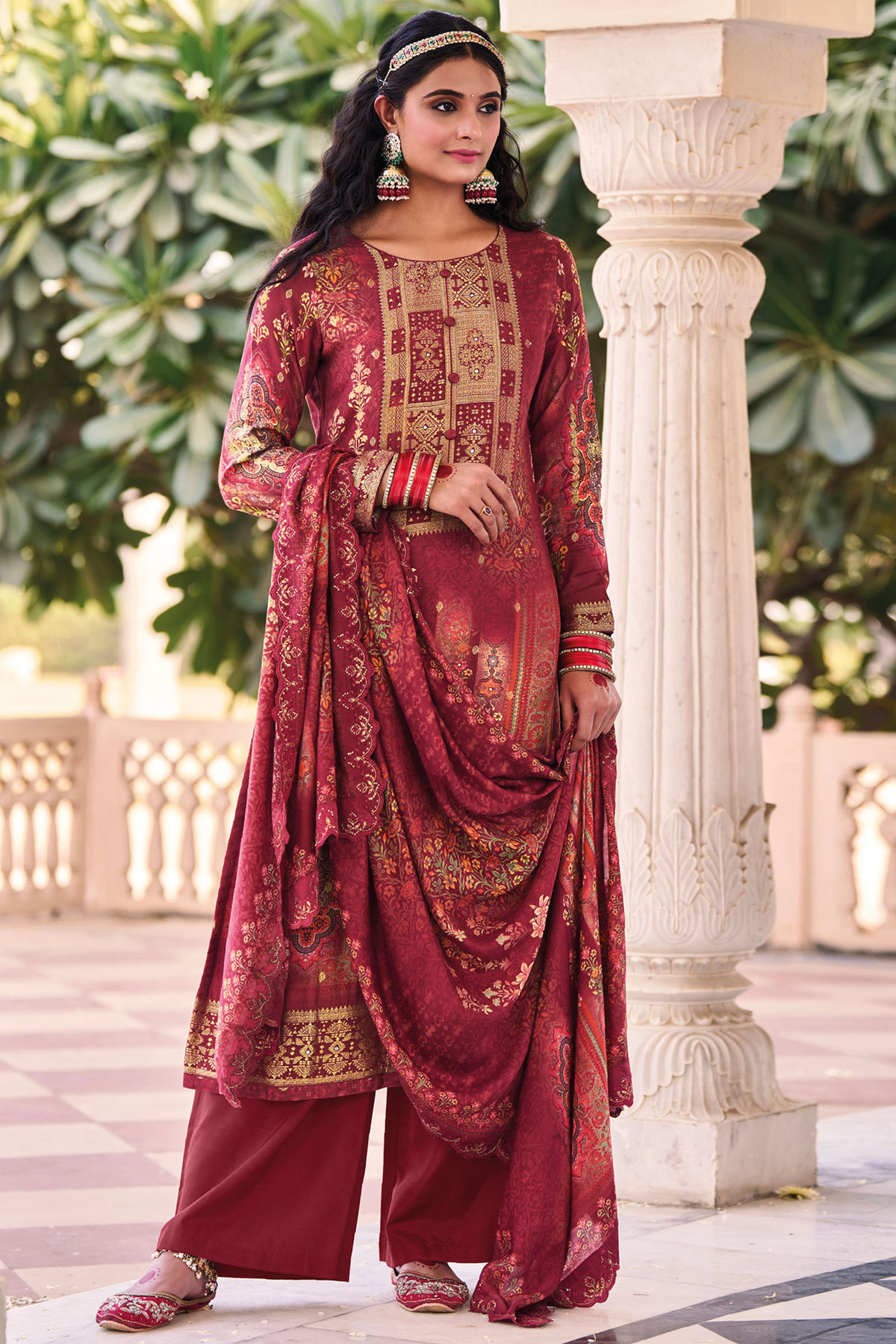 Exclusive Ajrakh dress with kutch mirror work combination – Sujatra