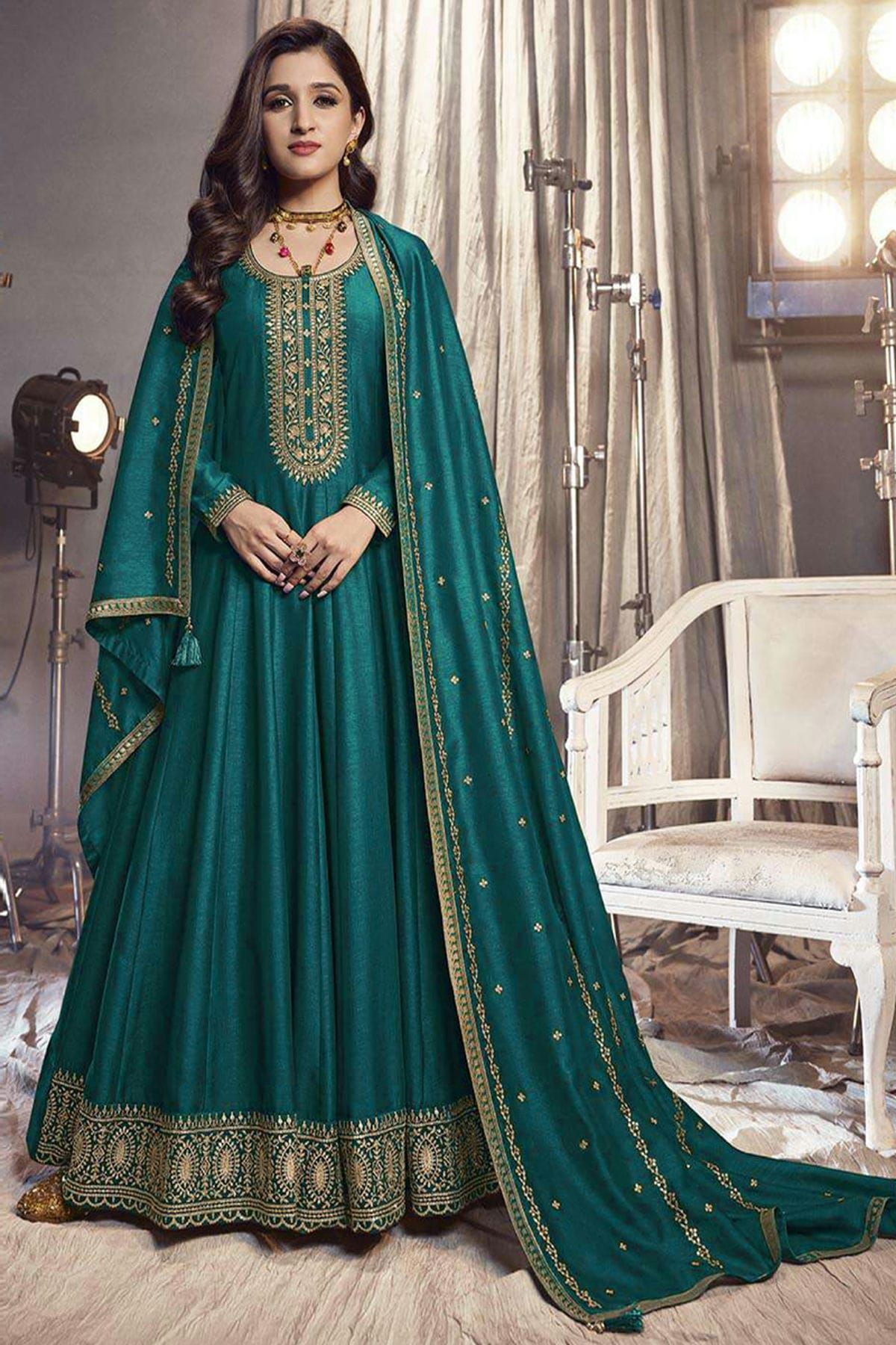 Morpich Sequins Embroidered Georgette Semi Stitched Salwar Suit