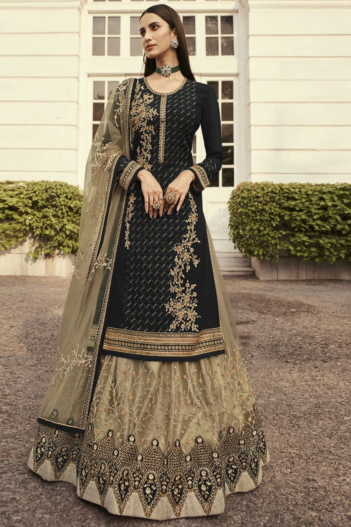 Trendy Embroidered Chinon Designer Lehenga Choli