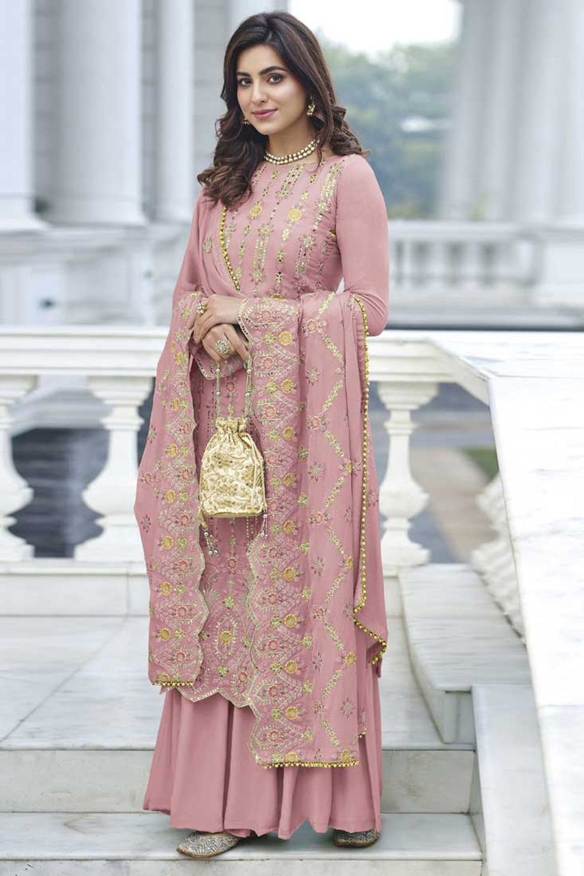 Designer Sky Wedding Party Wear Anarkali Salwar Suit In Net Fabric With  Satin Inner Embroidery Stonework Semi StitcheSKY - shreematee - 4114686