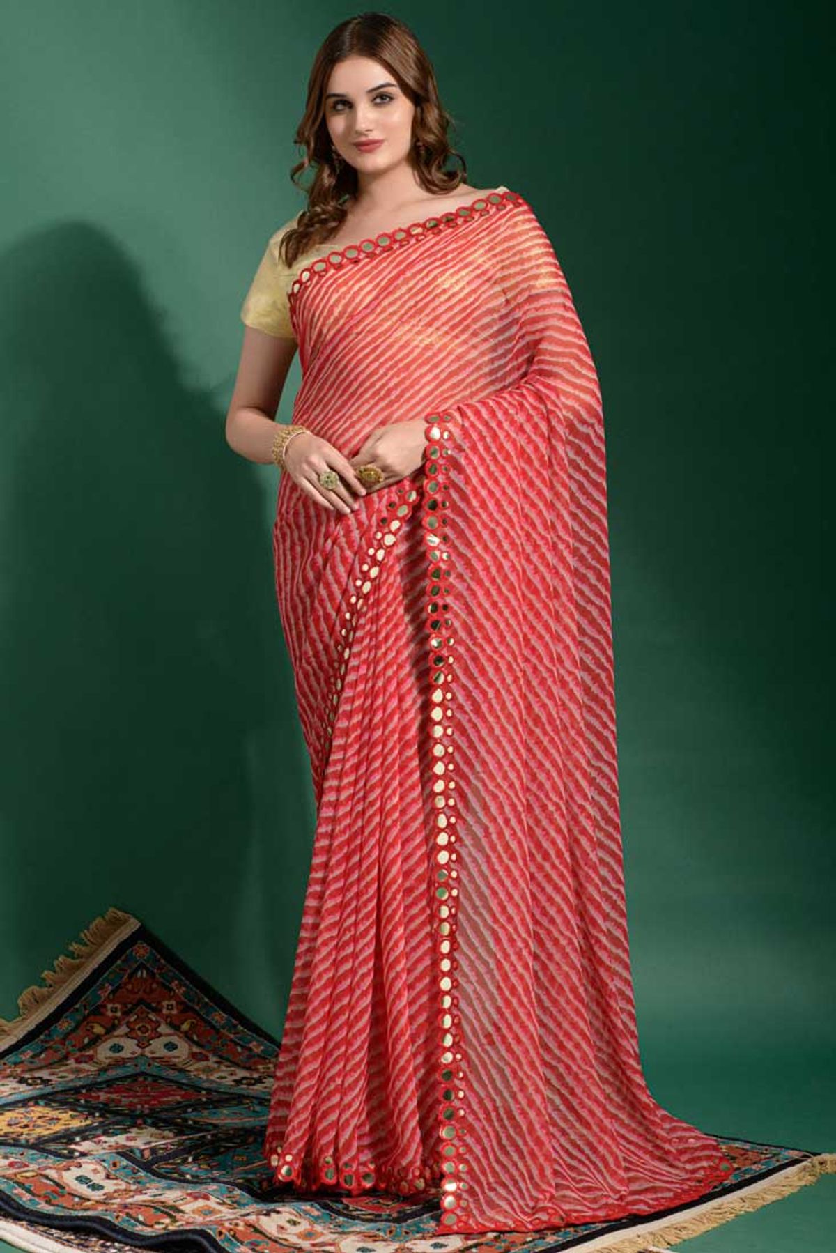 Festive, Party Wear Red and Maroon color Georgette fabric Saree : 1722234