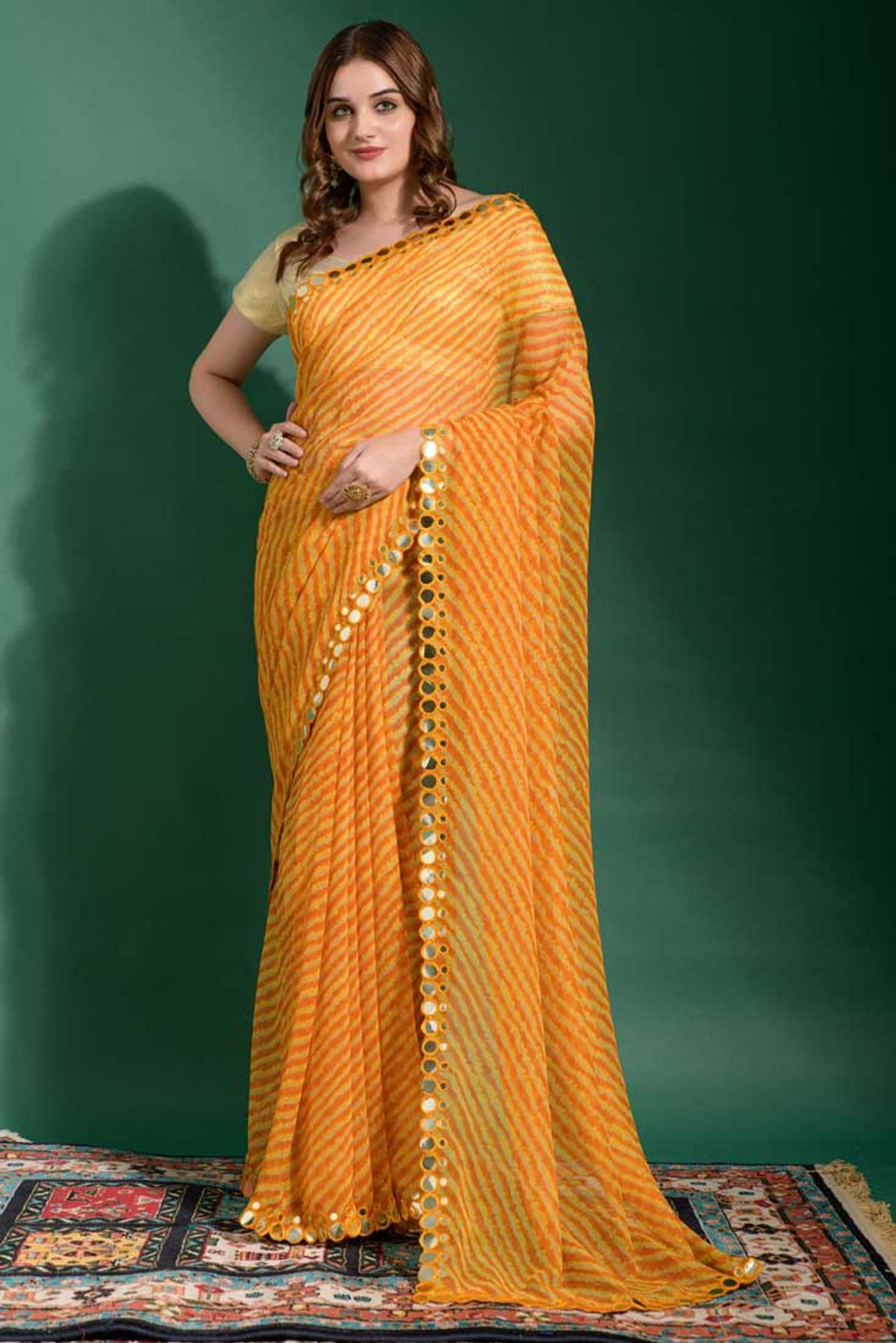 Fancy Work Border Beautiful Designer Party Wear Sarees, With blouse piece,  5.5 m (separate blouse piece) at Rs 2995 in Surat