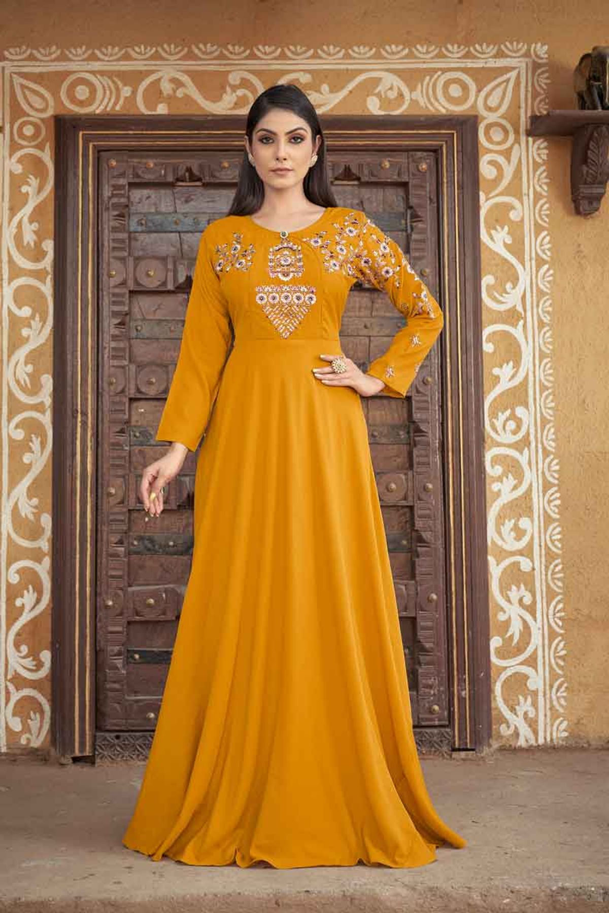 Heavy Georgette With Sequence Embroidery Work And stone work Dress mat –  Urban Fashion