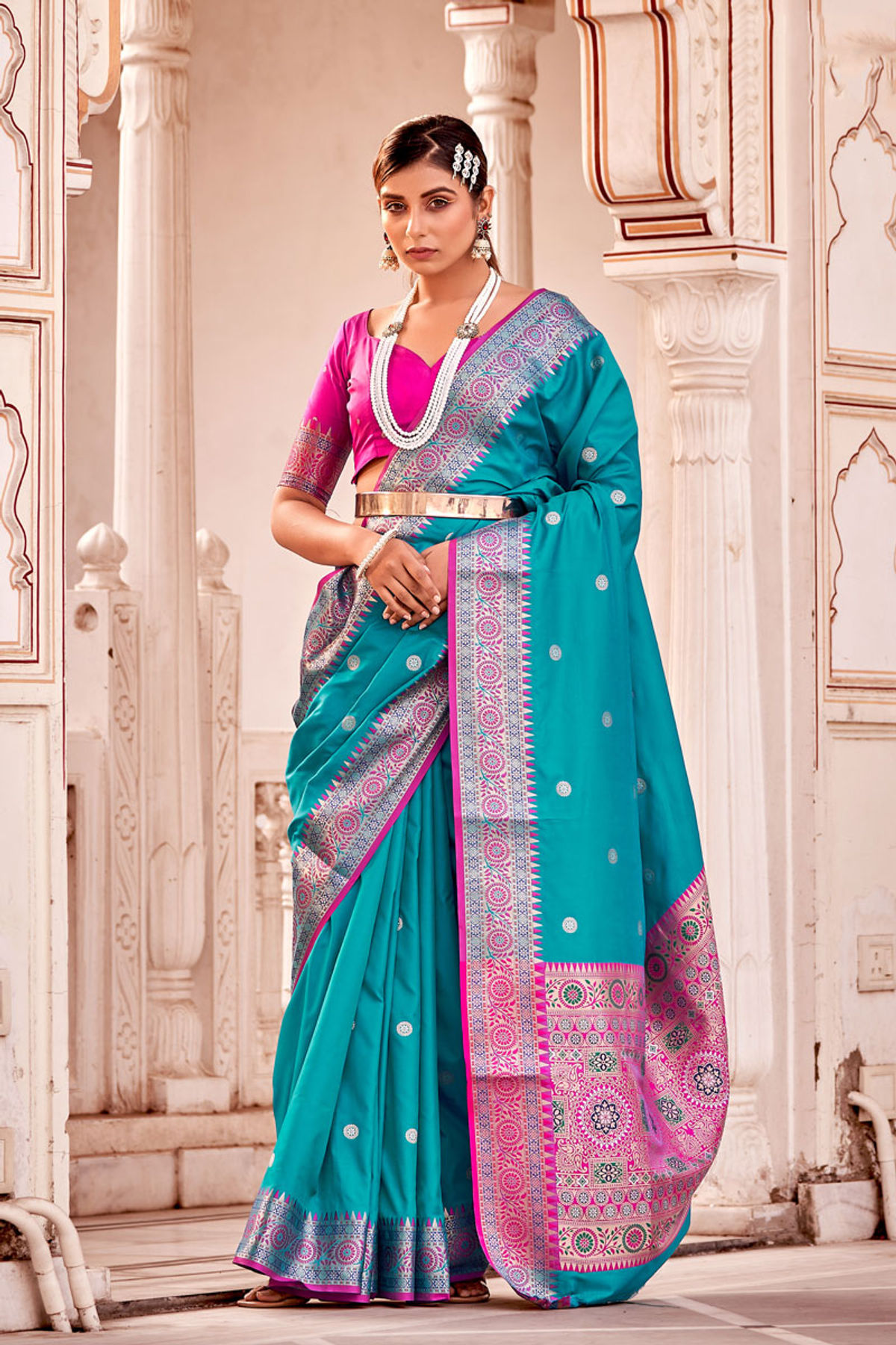 Beautiful Blue Saree for Women Soft Silk Saree Beautiful Jacquard
