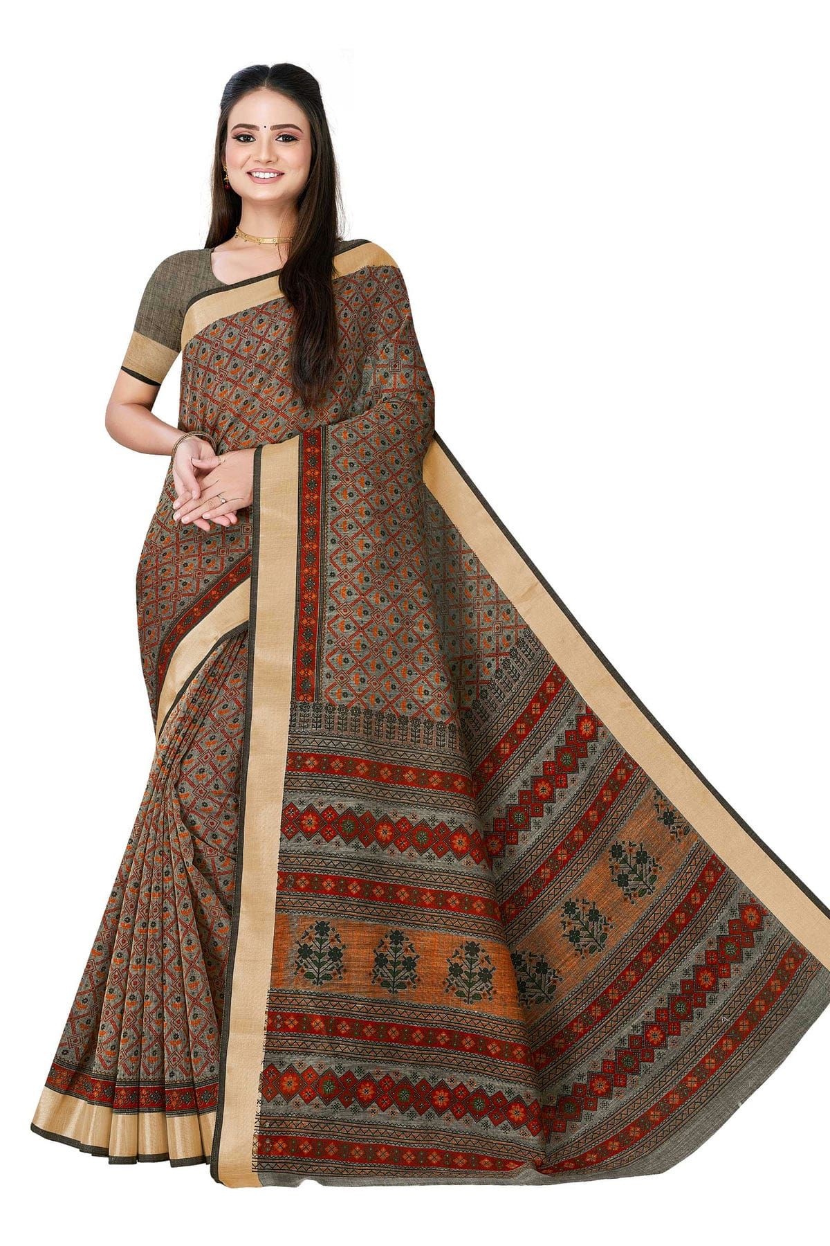 Black Zari Border Handloom Linen Saree – Beatitude