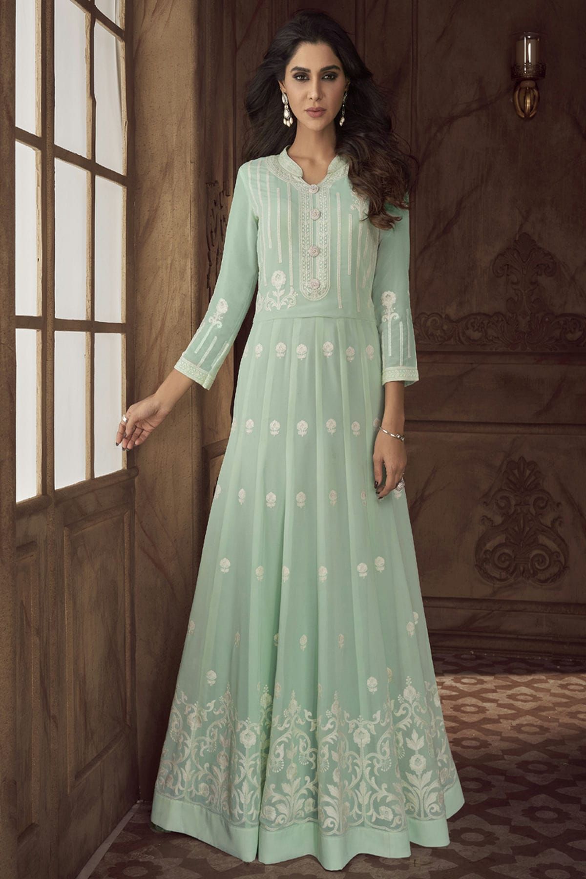 Handmade Georgette Chikankari Anarkali Kurta With Inner Ethnic Wear Lucknowi  Chikankari Kurti Long Dress / Georgette Anarkali Kurta - Etsy