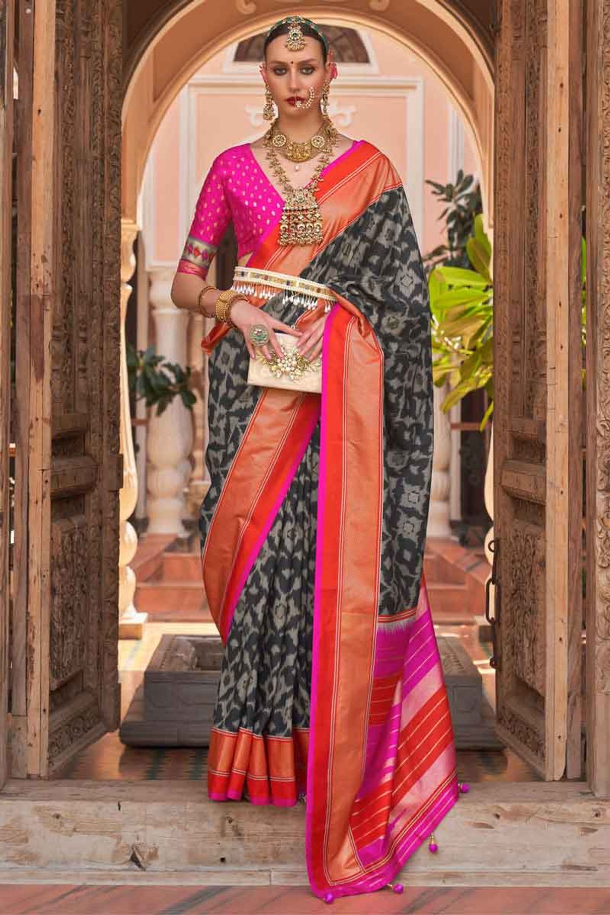 Buy Black Sarees for Women by MIMOSA Online | Ajio.com