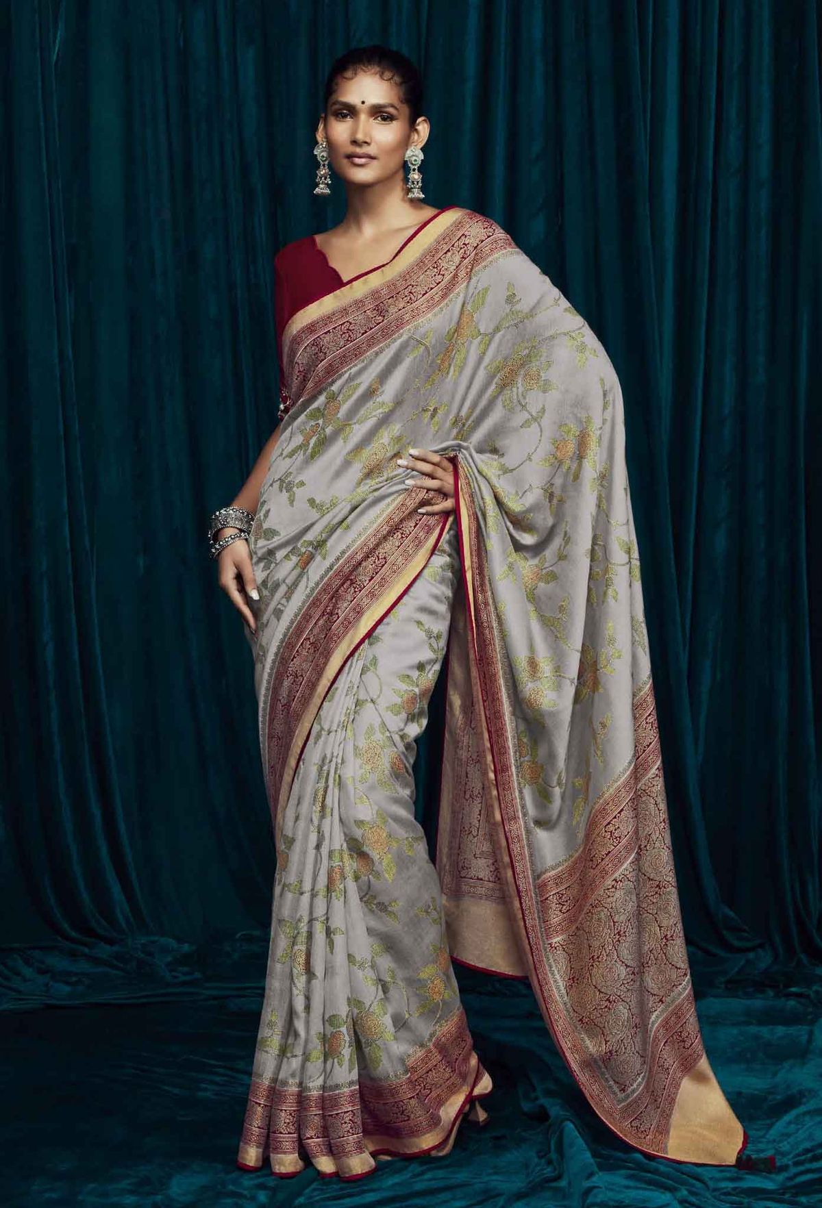 Spring Leaves Green Brasso Patola Printed Saree – MySilkLove