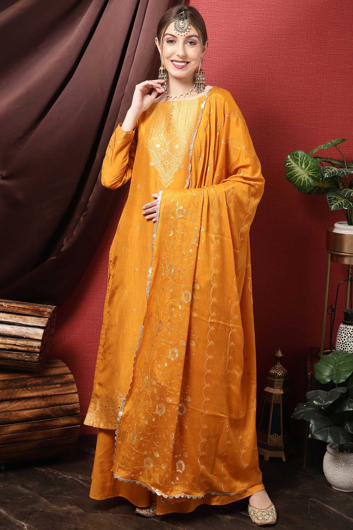Mustard Color Trendy Gown