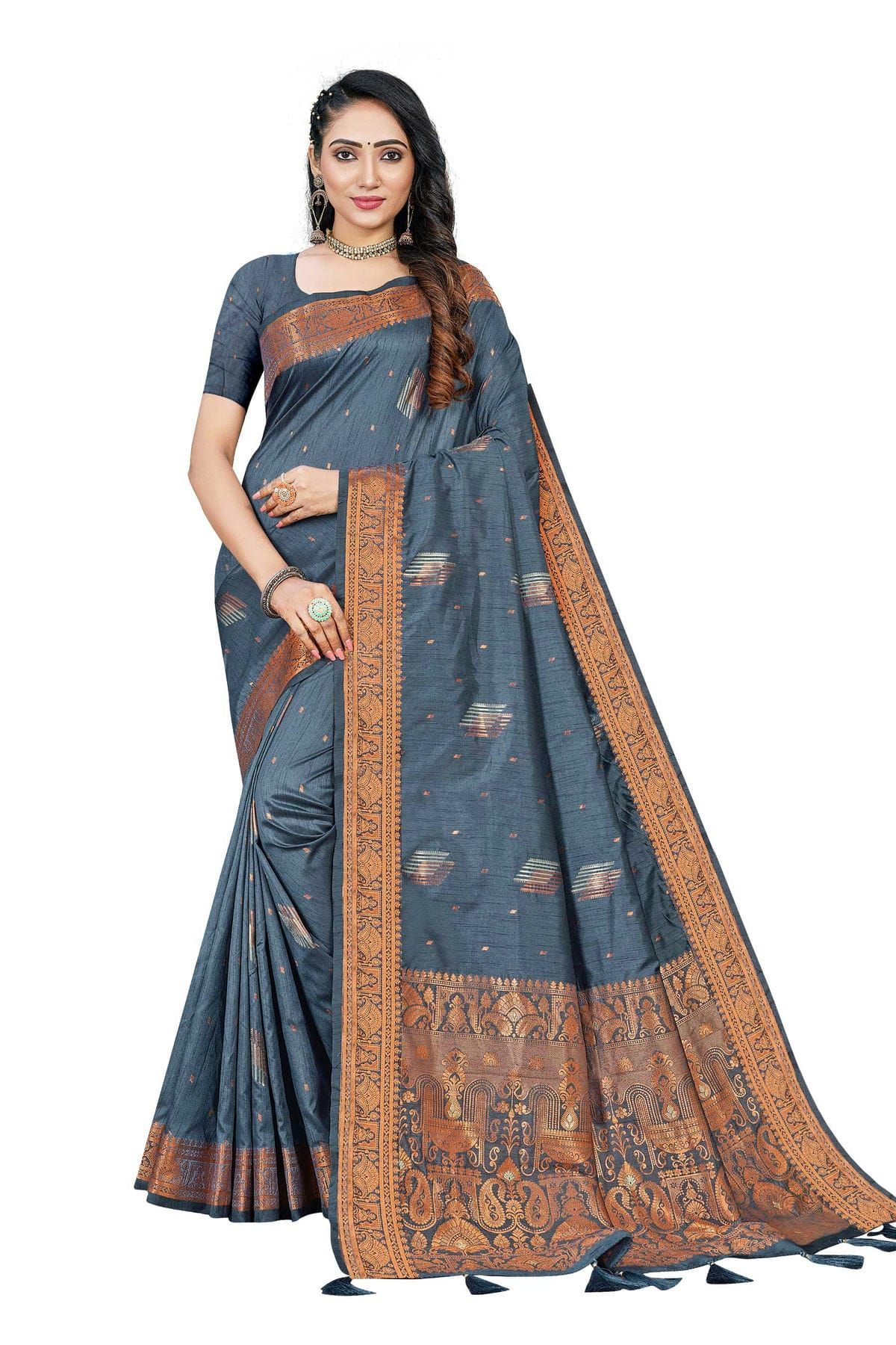 Adorned handloom rich pallu banarasi raw silk royal black saree – Organza  Mall