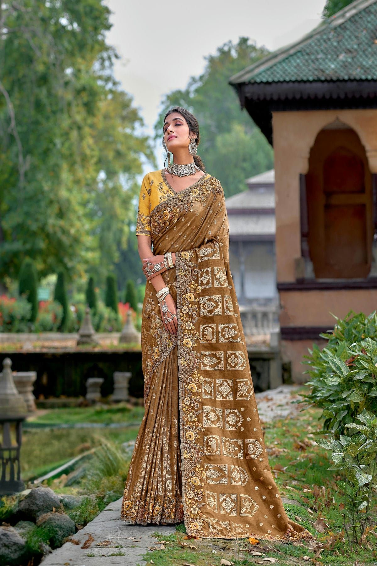 Handwoven Tussar Muga Silk Saree | Linen World