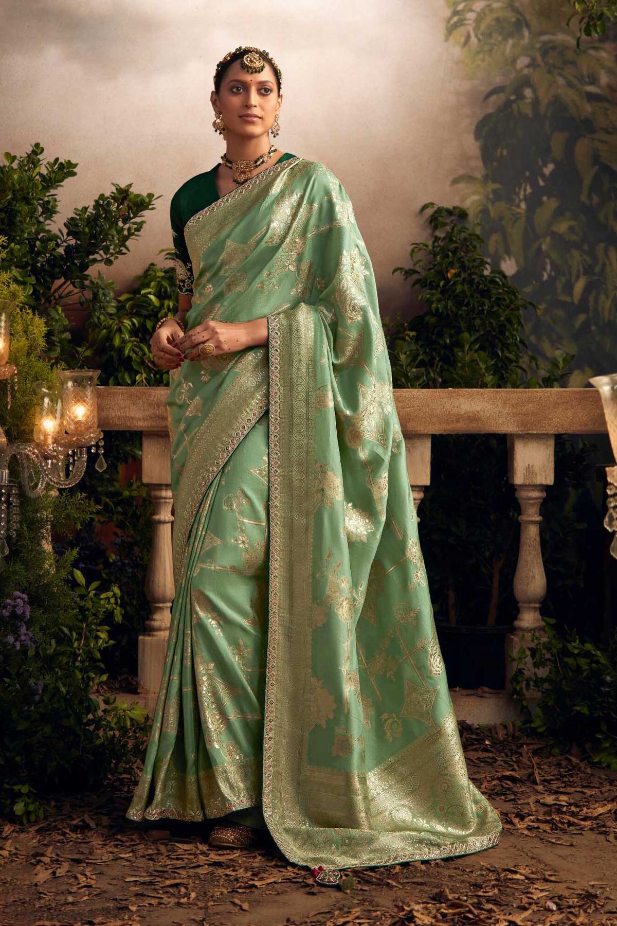 Buy Gajri Hand Work Pure Dola Silk Saree Online