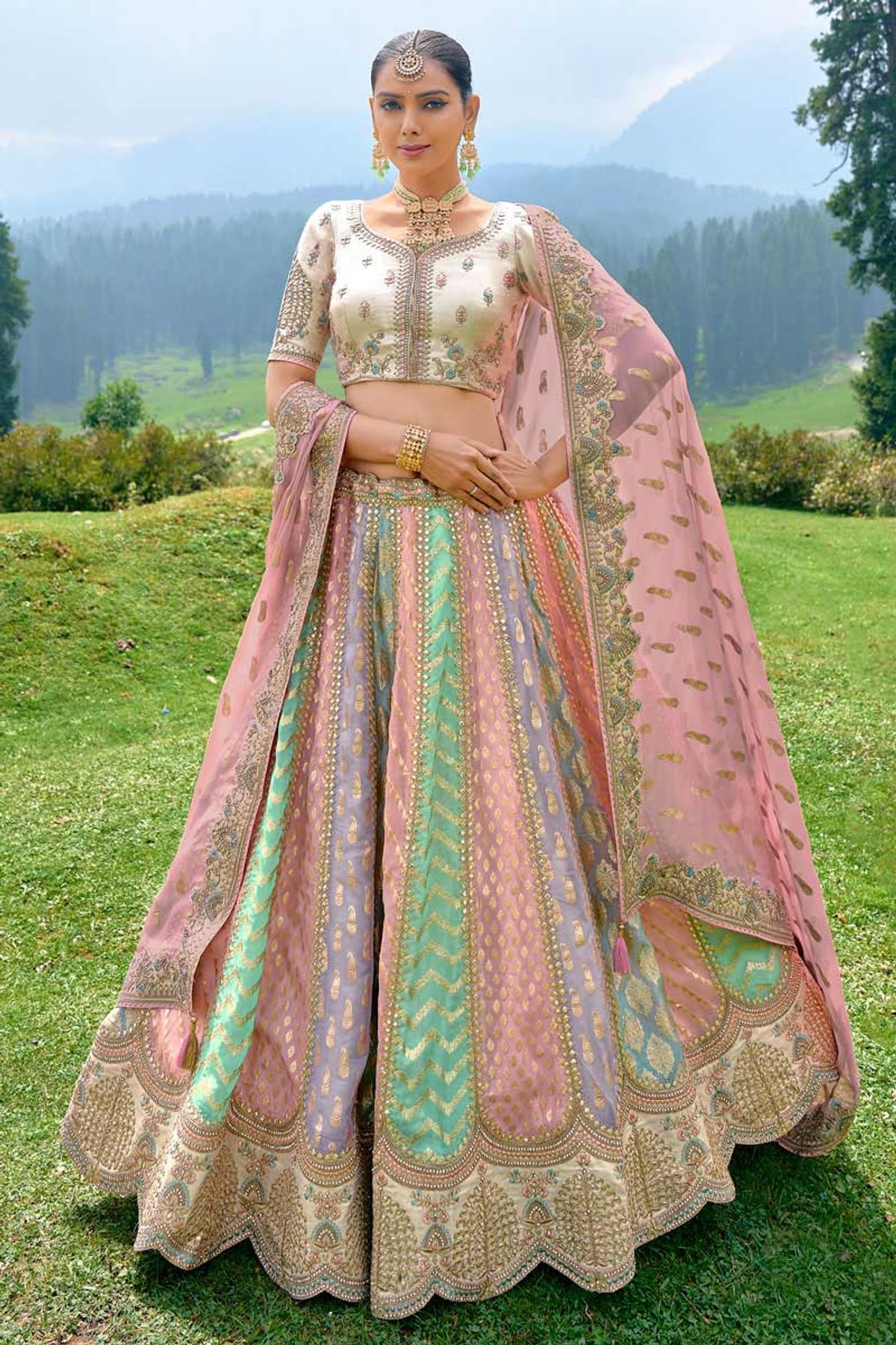 Mehendi Lehengas- Buy Mehendi Lehenga Choli Online | Ninecolours