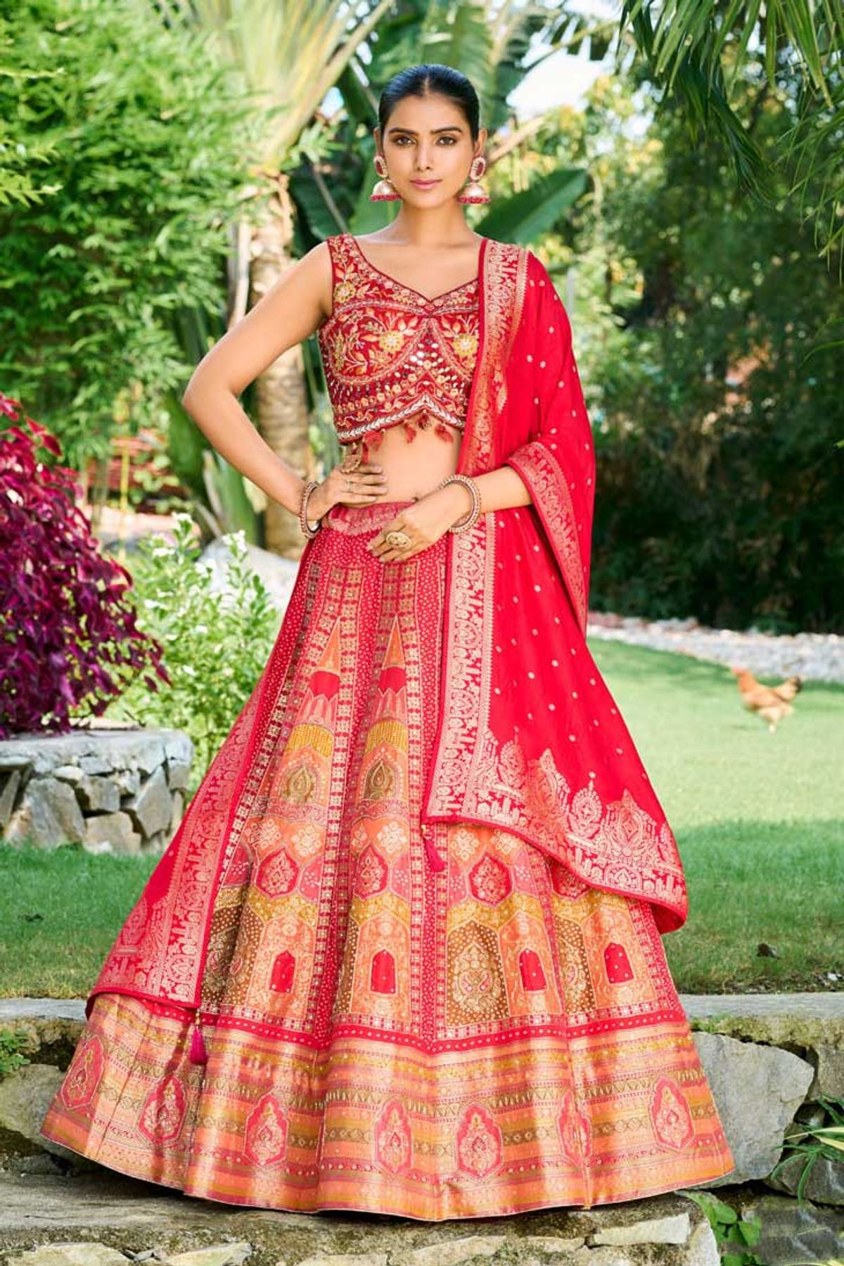 Shop Green Art Silk Readymade Lehenga Choli with Embroidered Work Online :  279403 -