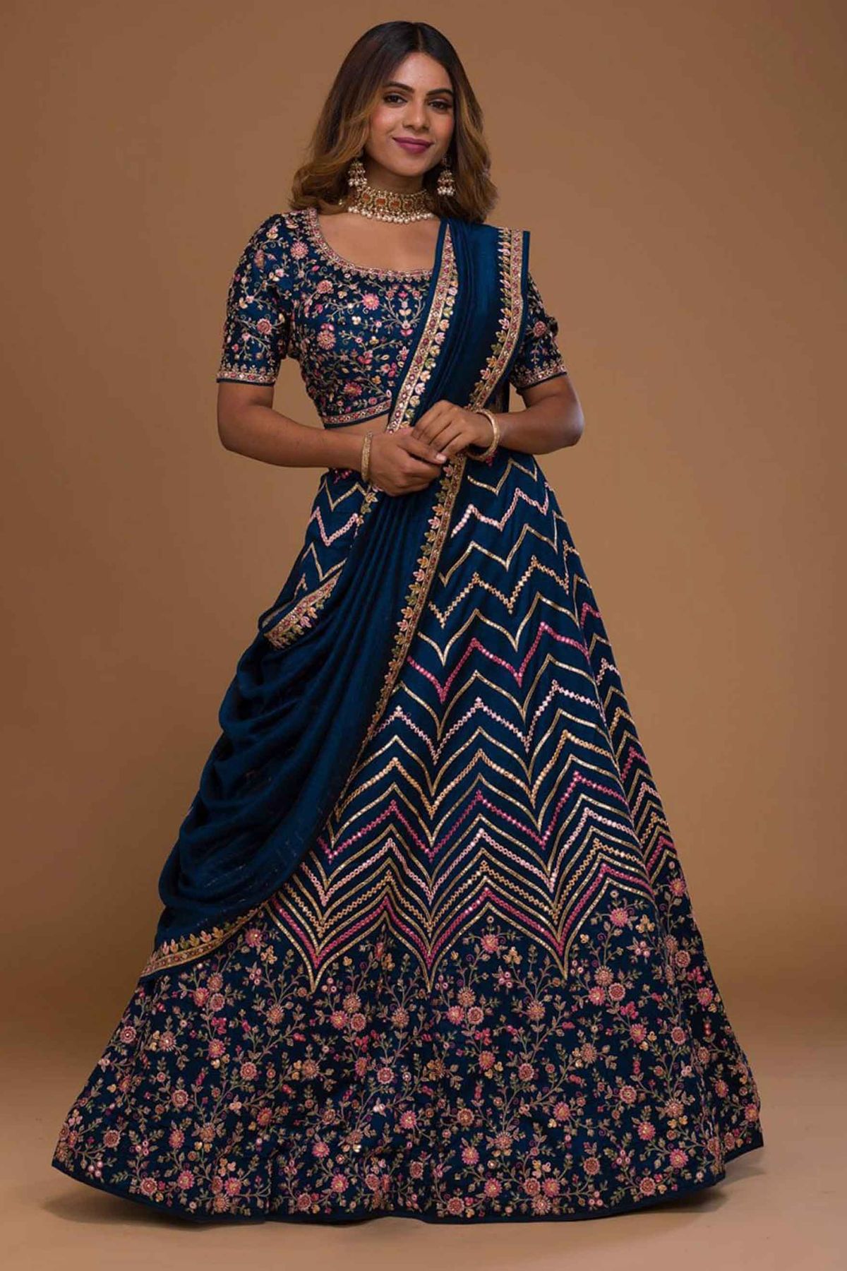 Best Blue Rayon Embroidered Trendy Chaniya Choli : 89956 