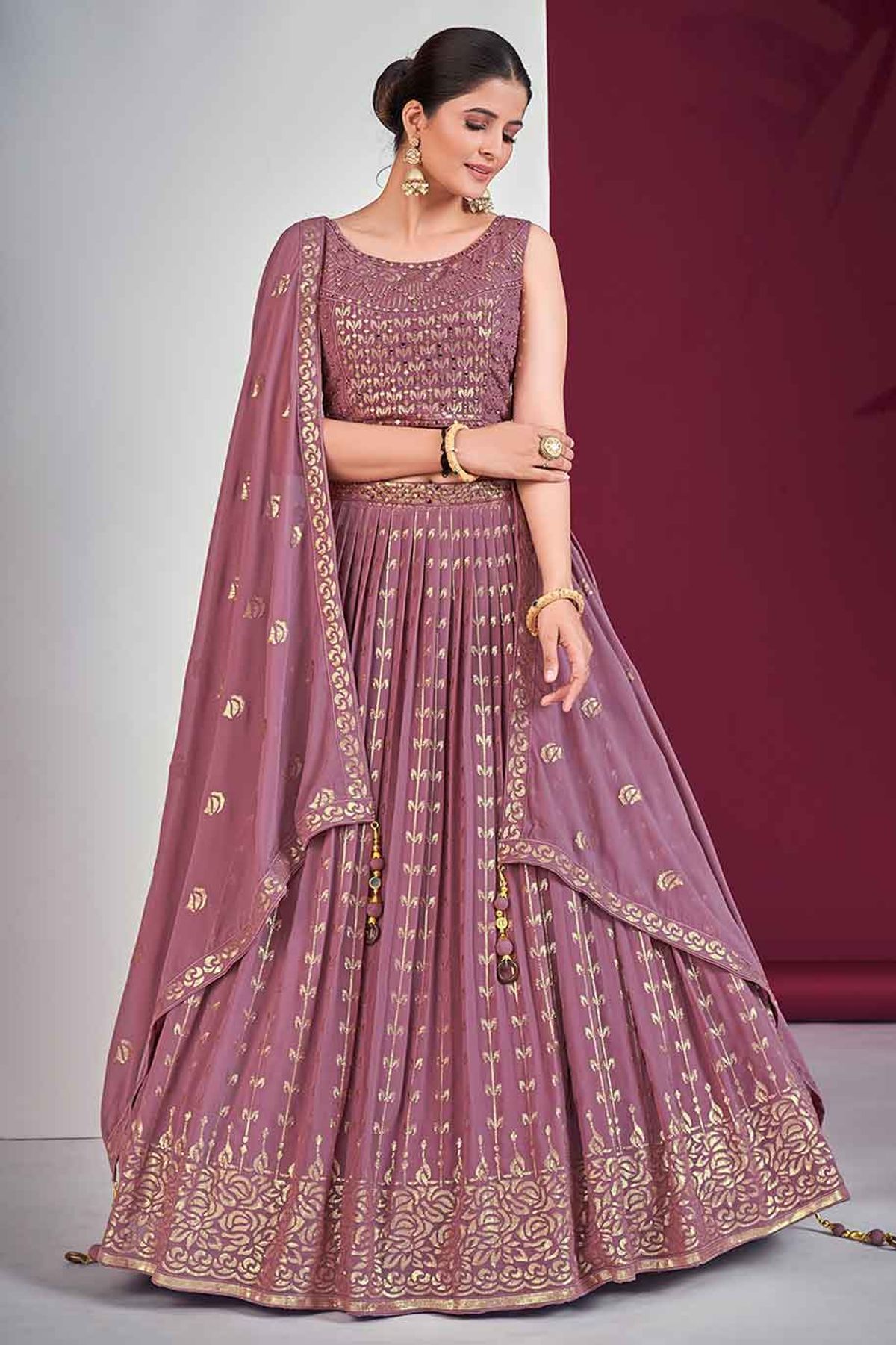 Velvet Embroidery Lehenga Choli LD1775975