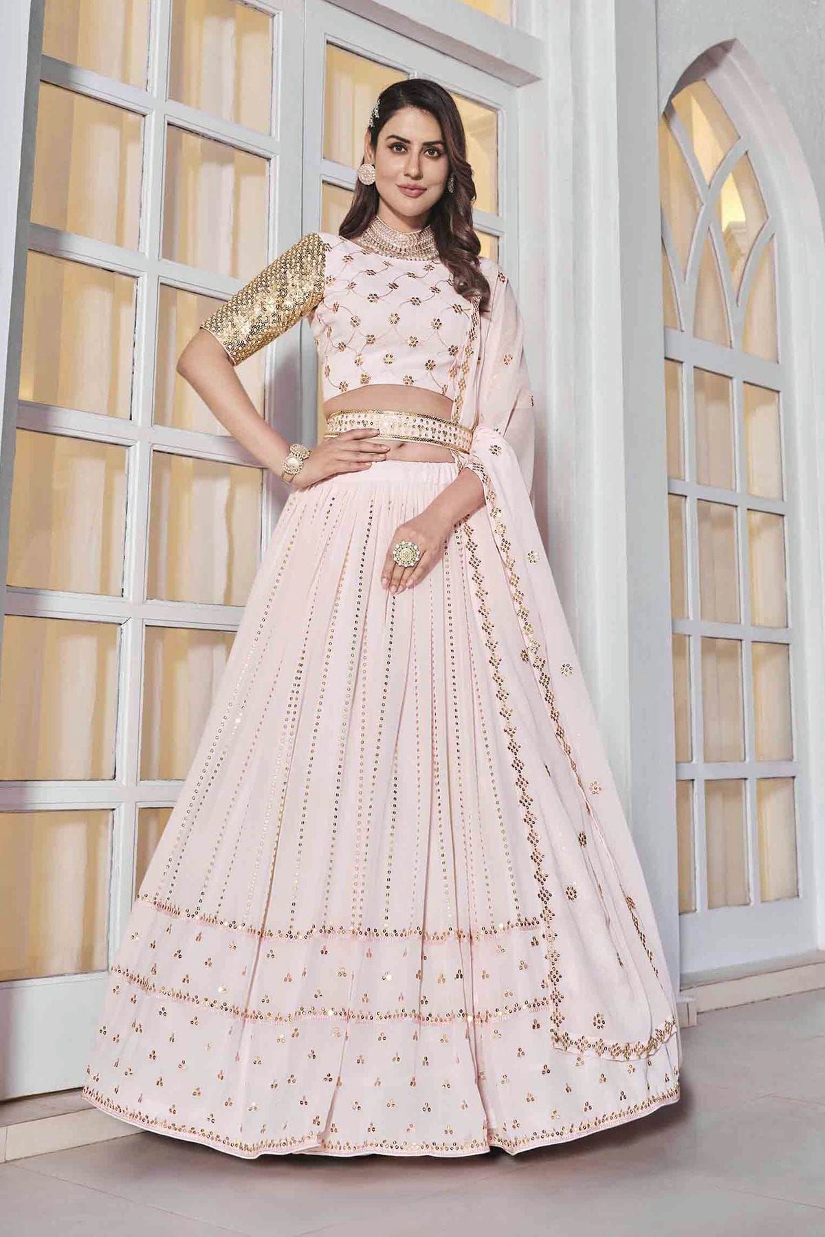 Georgette Embroidery Lehenga Choli In Pink Colour LD054112222 A