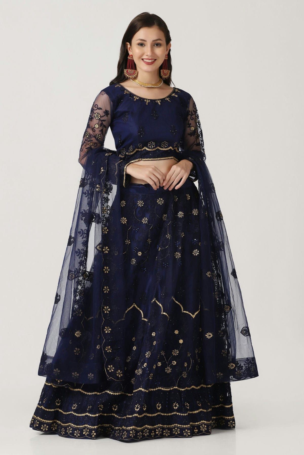 Net Embroidery Lehenga Choli In Blue Colour LD054112287 A