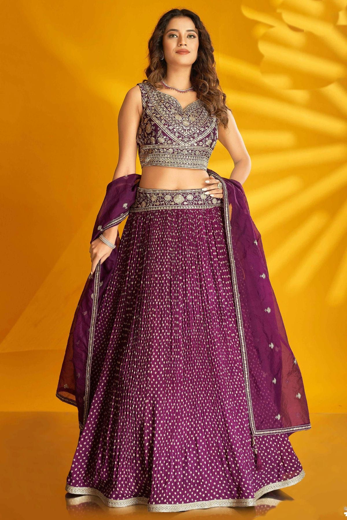 Silk Printed Lehenga Choli In Purple Colour LD04470337 A