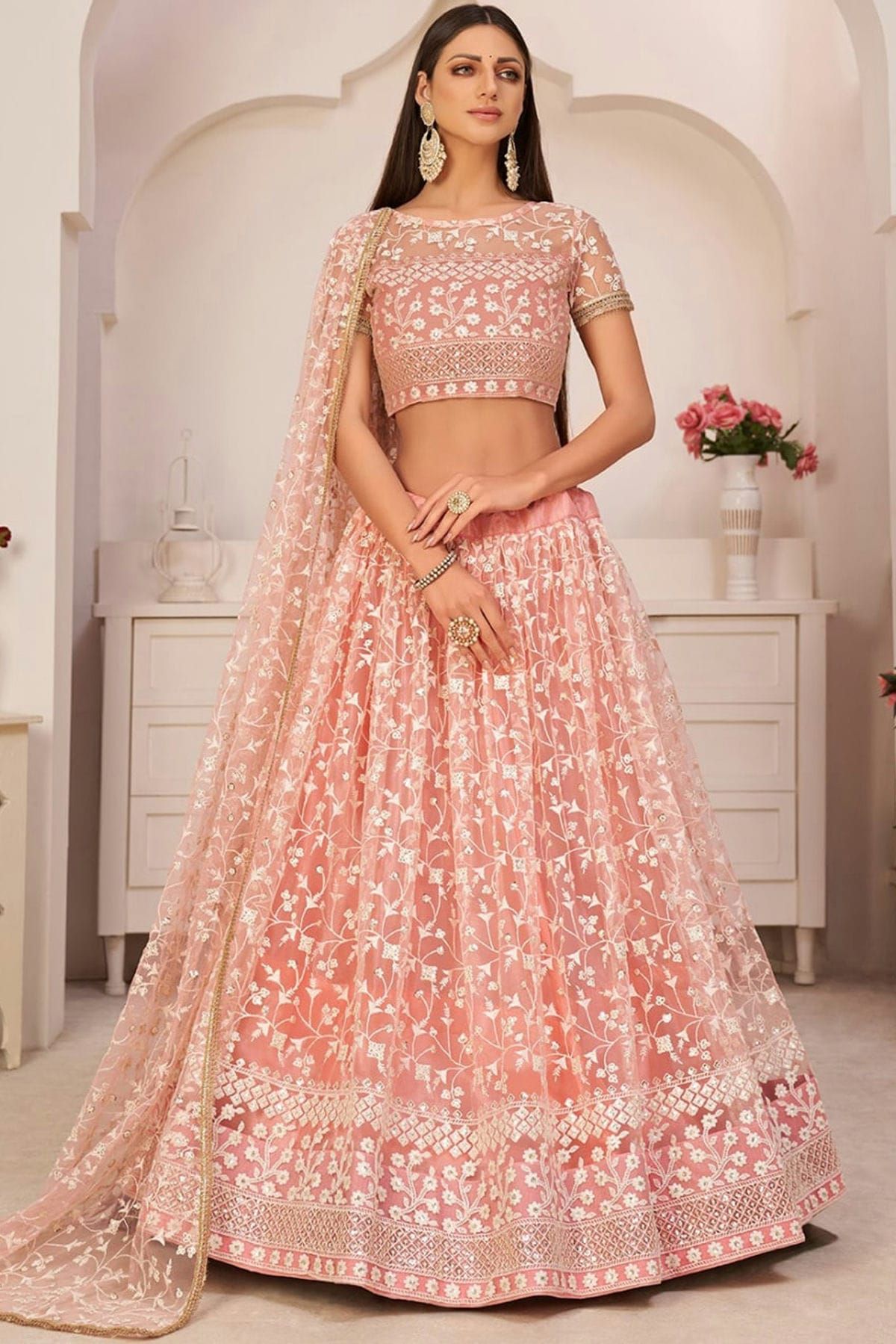 Zalak-P Organza Thread Work Lehenga Choli LD04470364