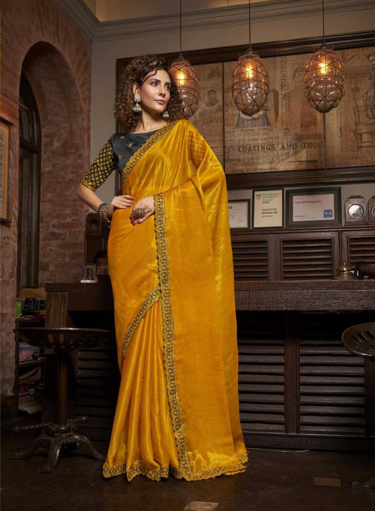 Buy Unnati Silks Turmeric Yellow Pure Handloom Superfine Bengal Cotton Saree  online