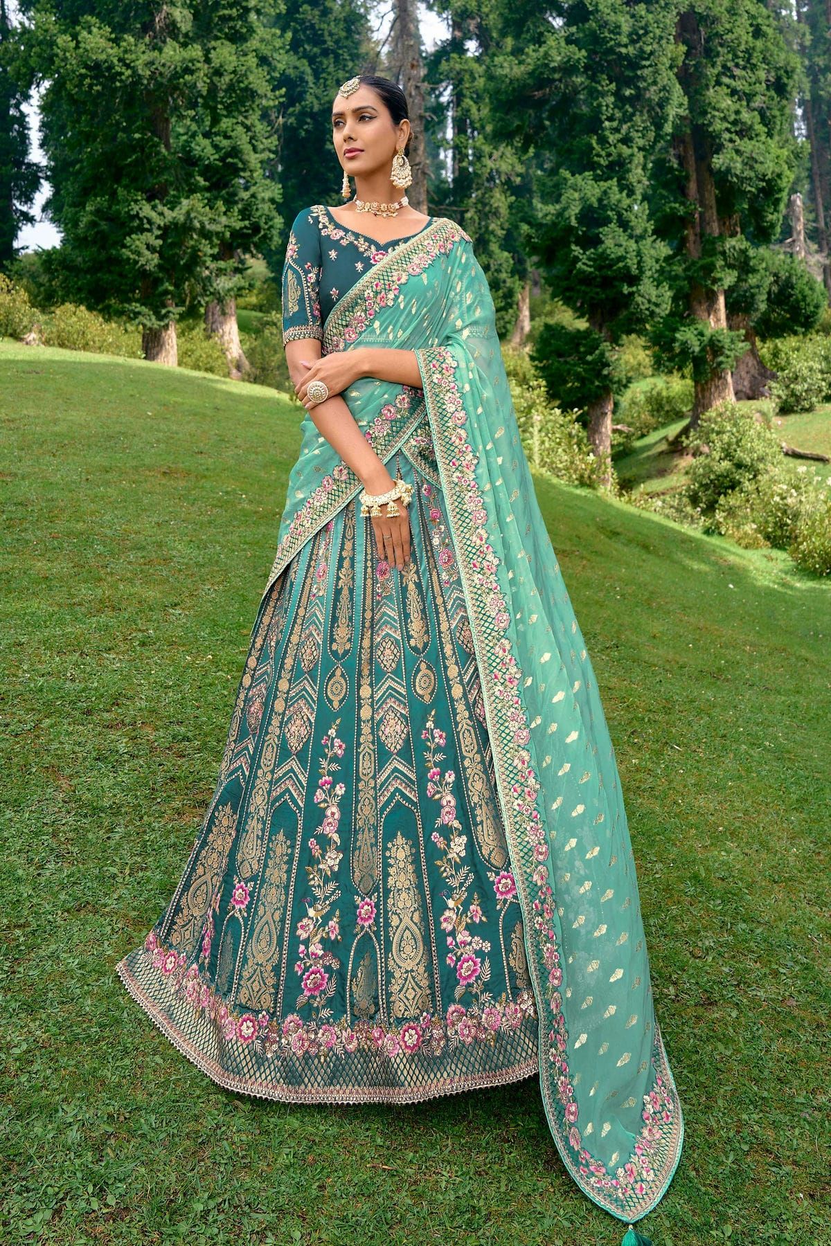 Silk Lehenga Choli With Embroidery In Blue Colour LD04020012 A